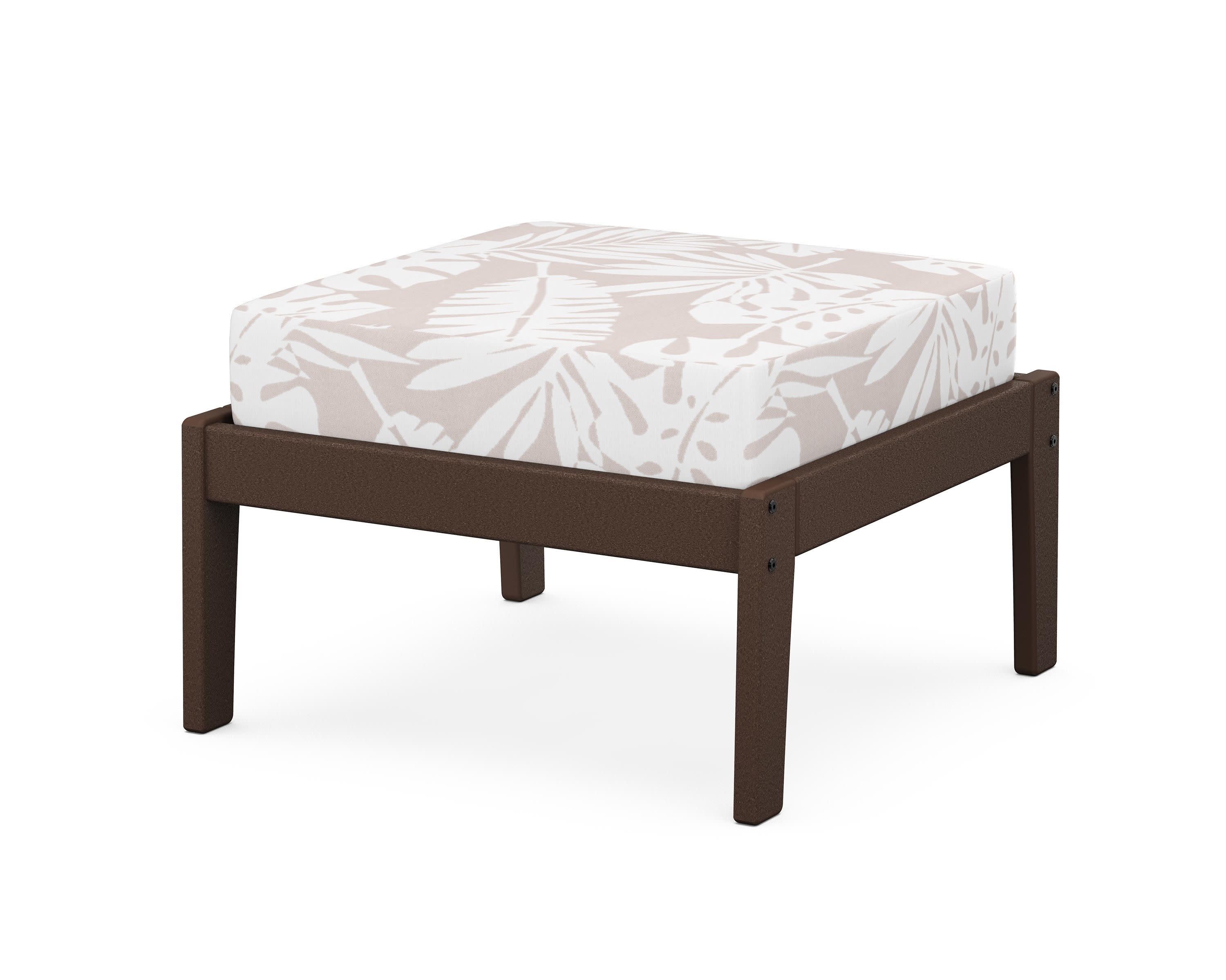 Deep Seating Ottoman in Mahogany / Leaf Dune Burlap