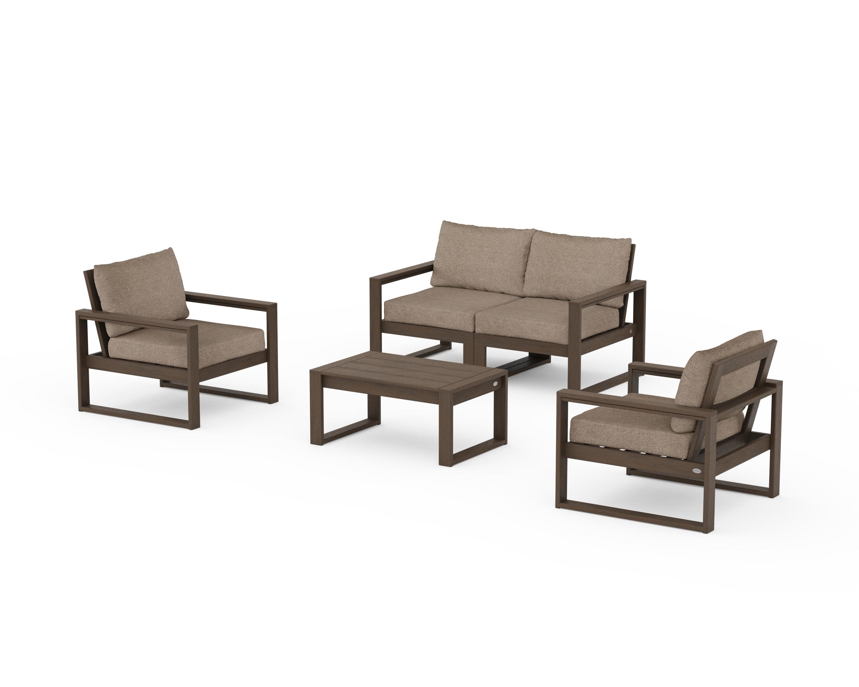 EDGE Sectional 4-Piece Deep Seating Set with Loveseat in Kona / Spiced Burlap