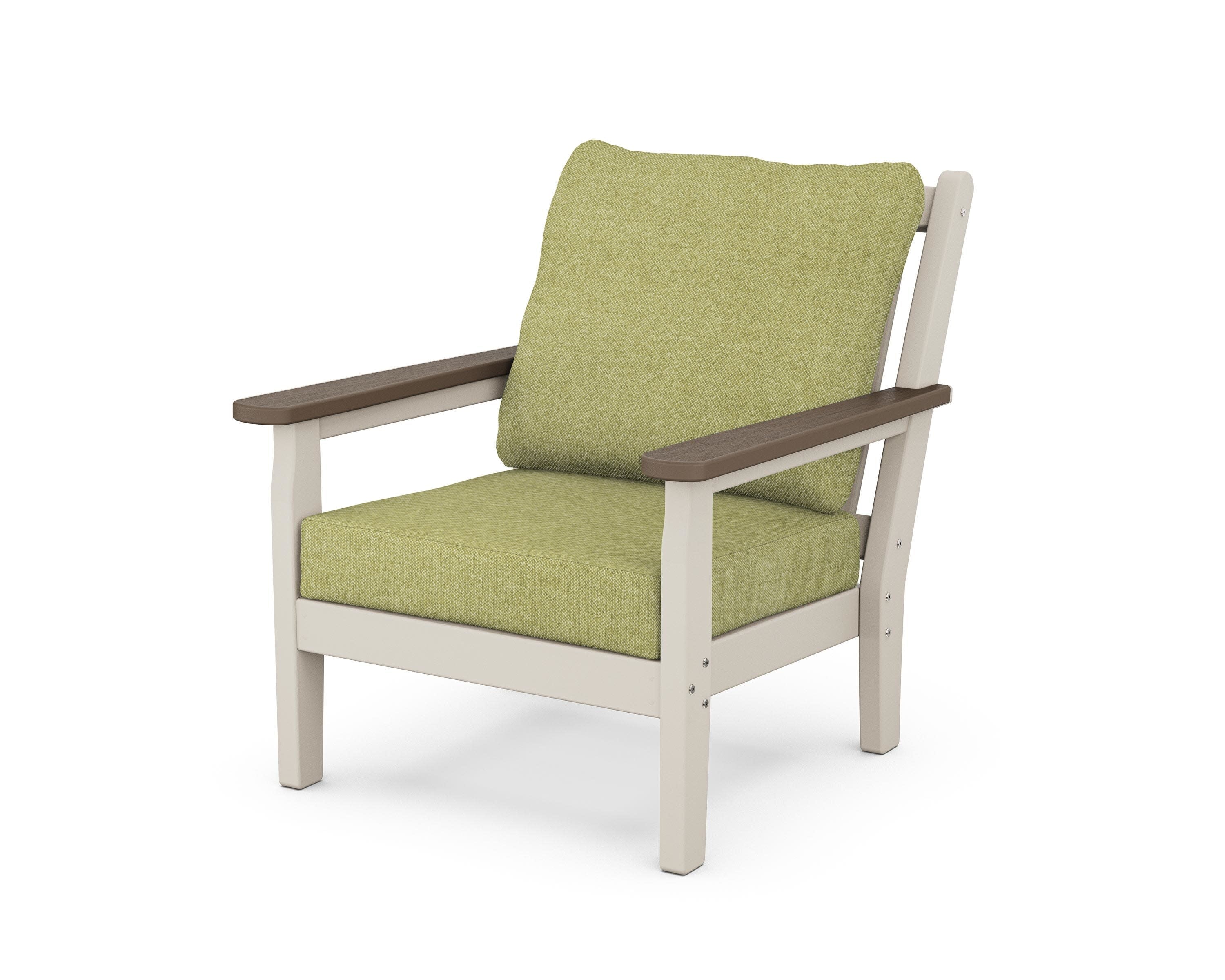 Chippendale Deep Seating Chair in Sand / Kona / Chartreuse Boucle