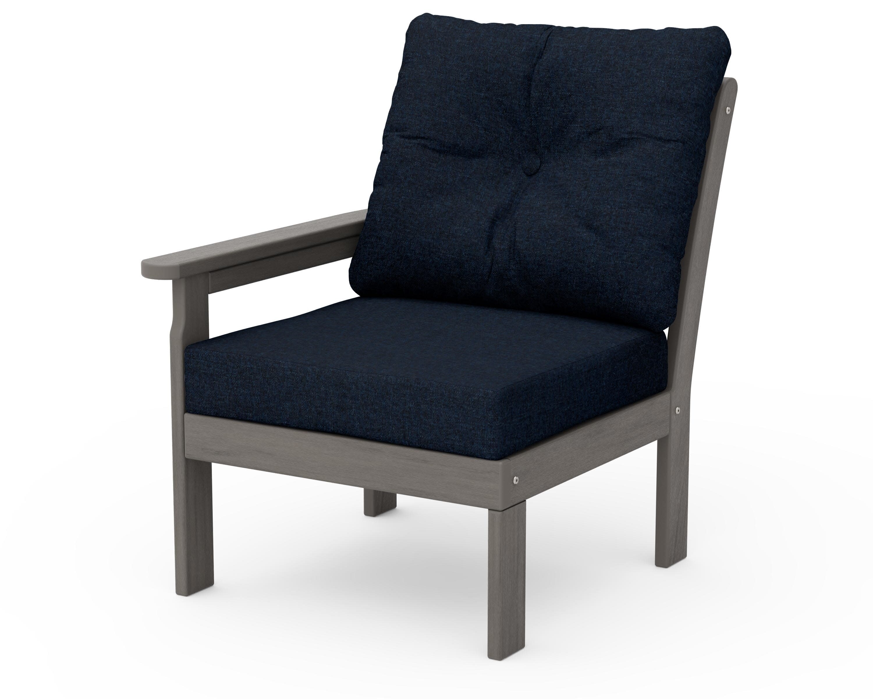 Vineyard Modular Left Arm Chair in Driftwood / Marine Indigo