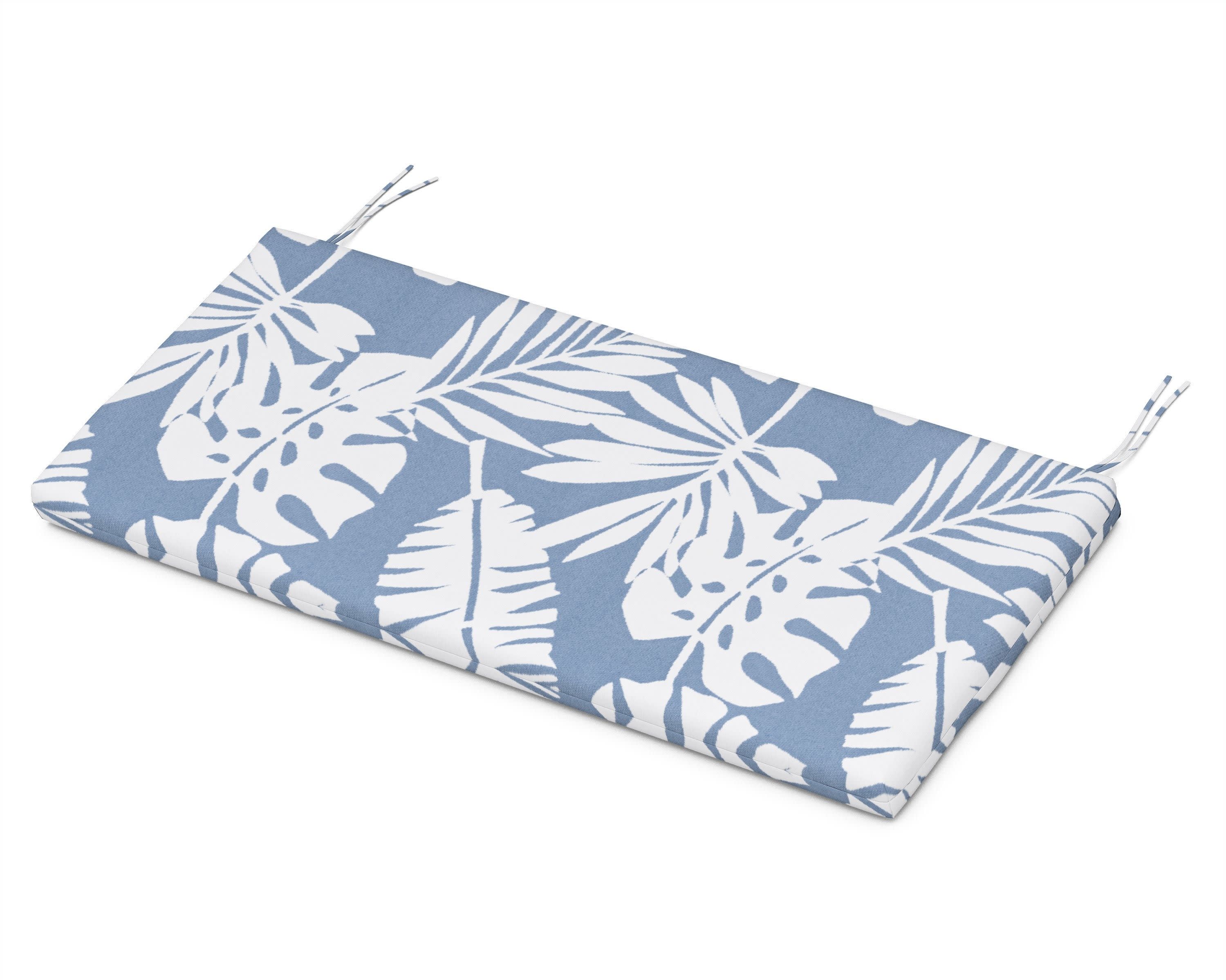 Bench Seat Cushion - 17.75"D x 41"W x 2.5"H in Leaf Sky Blue