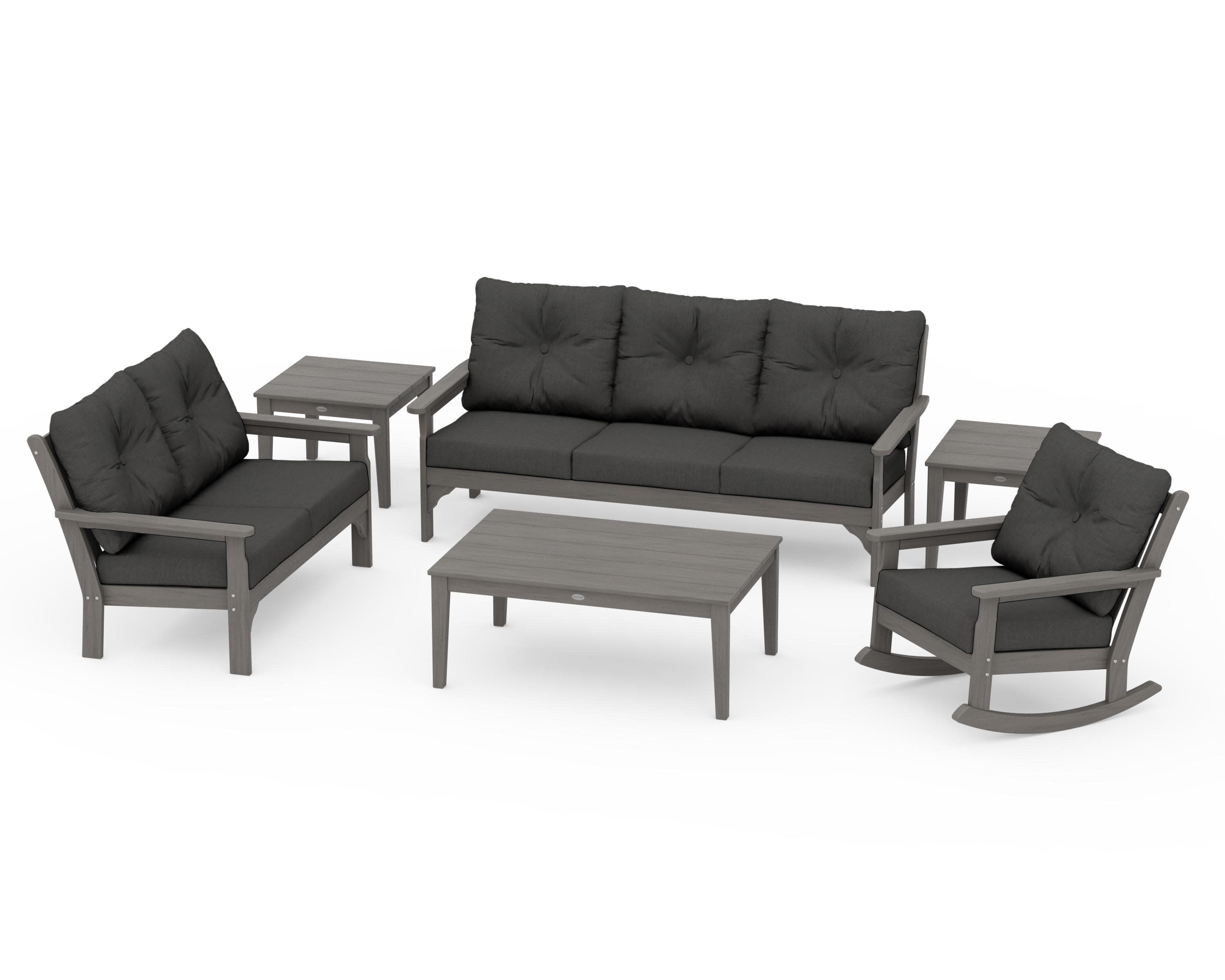 Vineyard 6-Piece Deep Seating Set in Driftwood / Spectrum Carbon