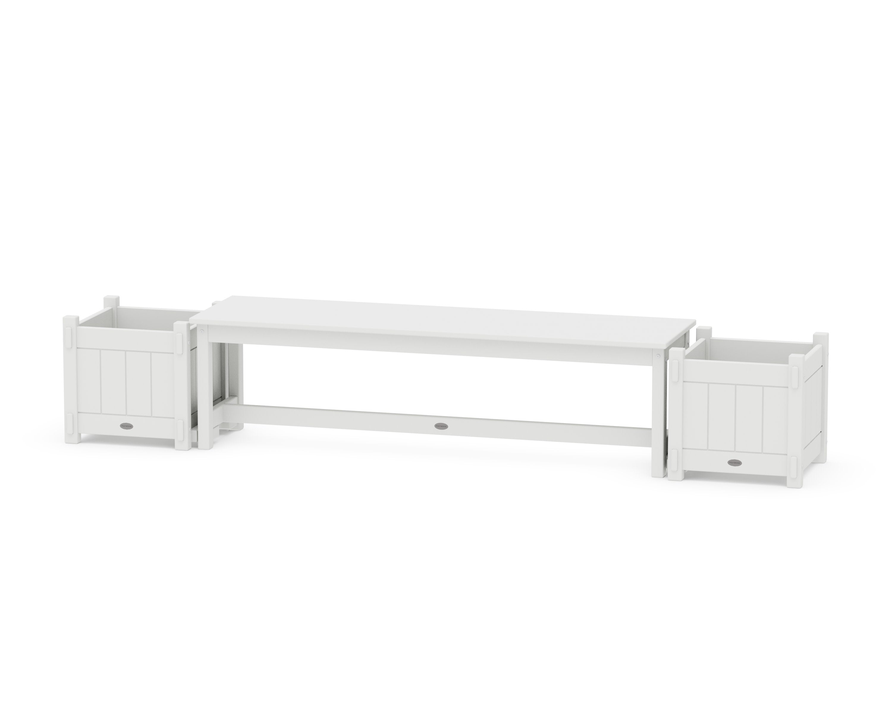 60" Vineyard Straight Planter Bench Set in White