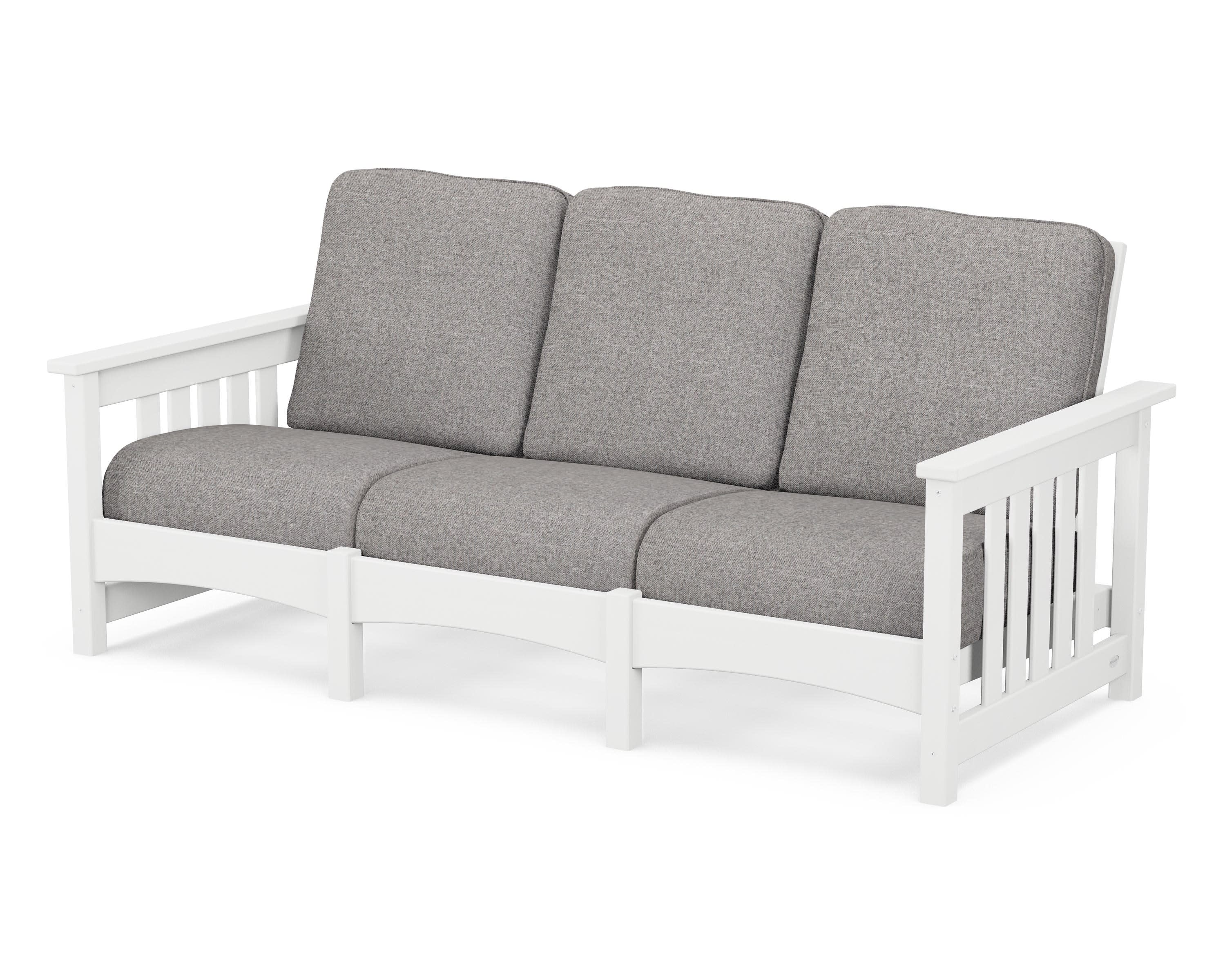 Club Mission Sofa in White / Grey Mist