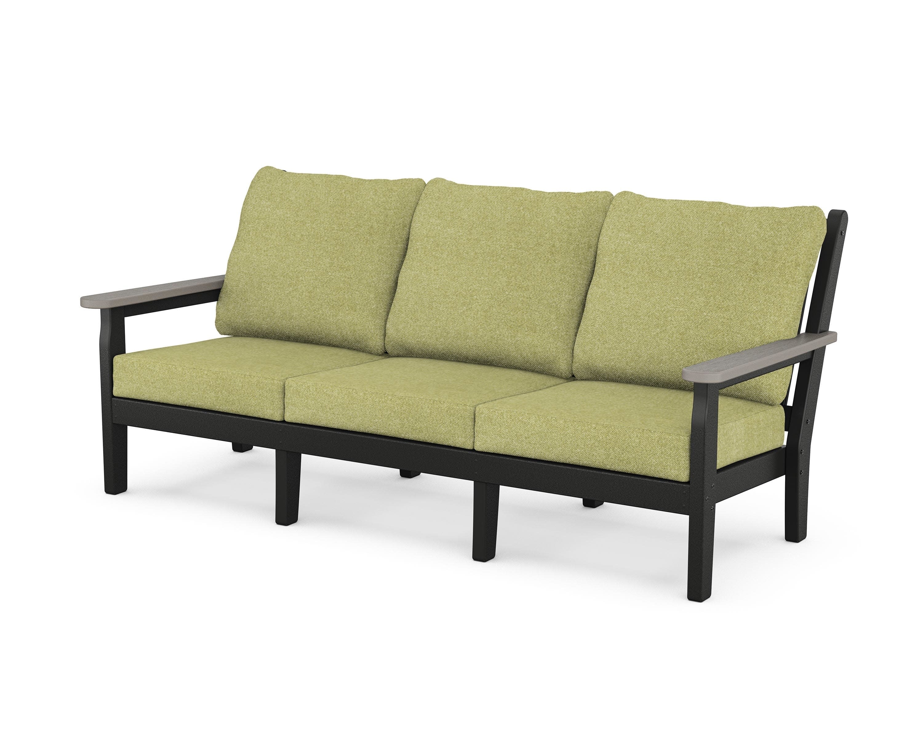 Chippendale Deep Seating Sofa in Black / Driftwood / Chartreuse Boucle