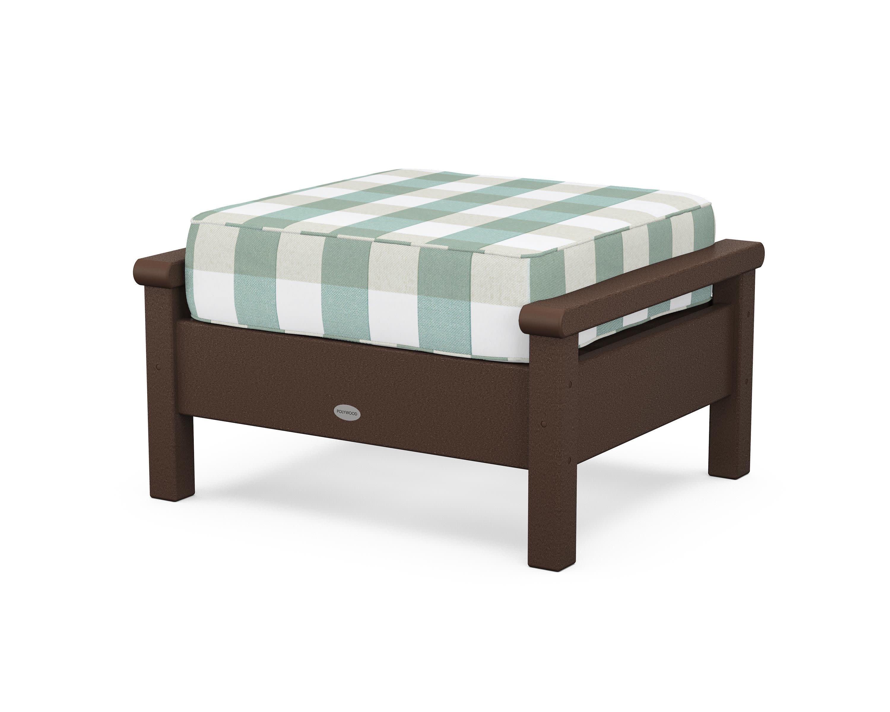 Harbour Deep Seating Ottoman in Mahogany / Buffalo Plaid Glacier Spa