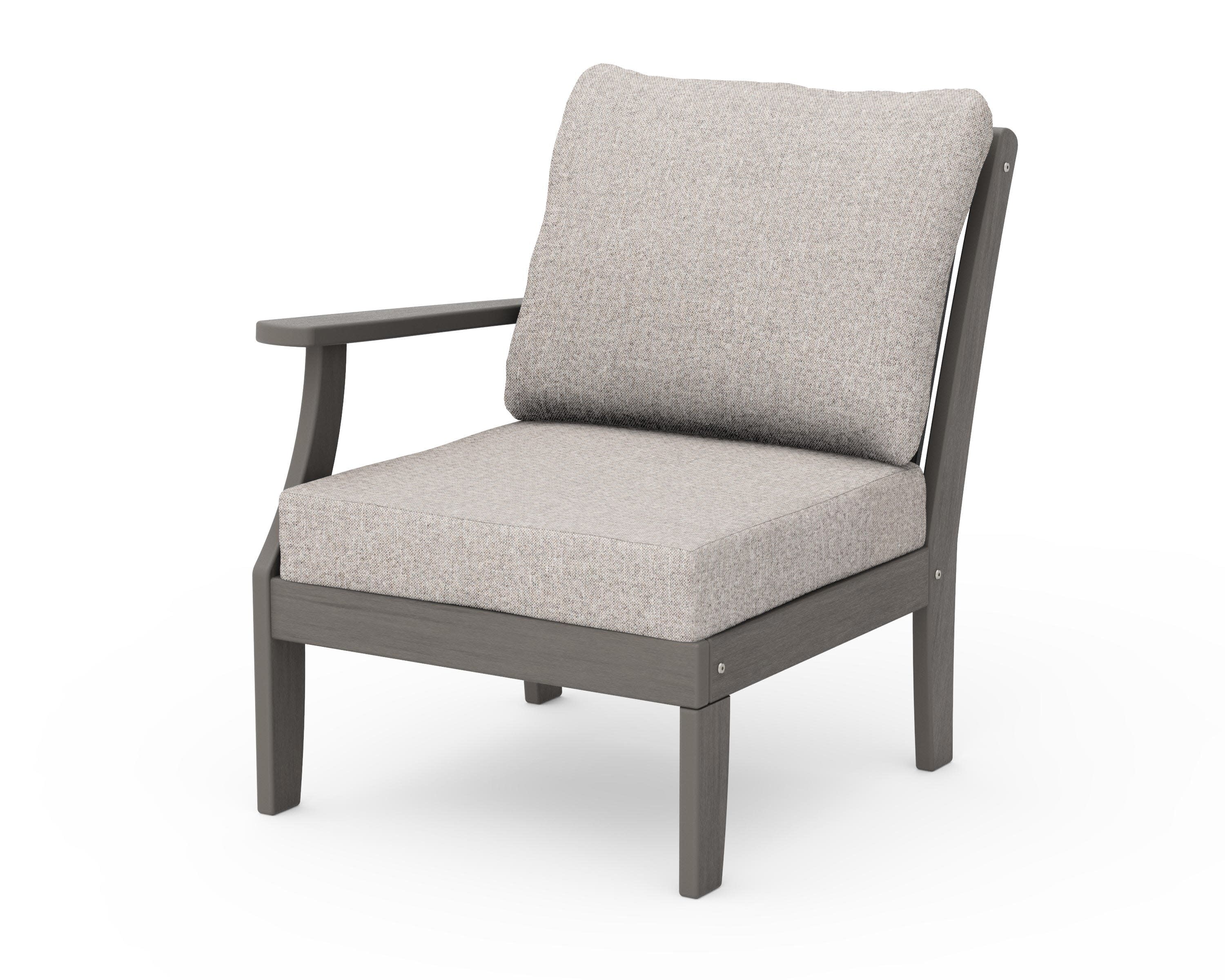 Braxton Modular Left Arm Chair in Driftwood / Weathered Tweed