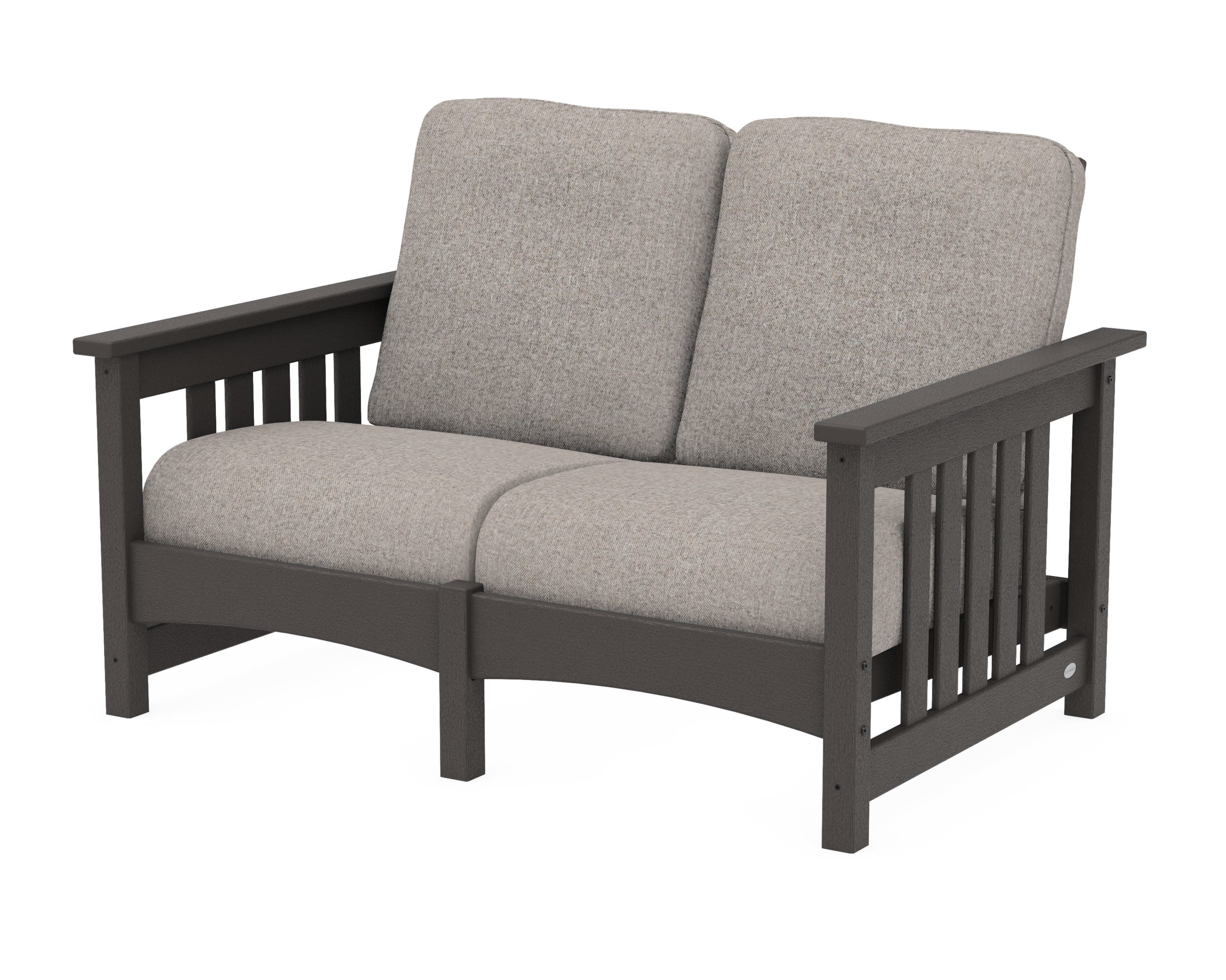Club Mission Loveseat in Vintage Coffee / Weathered Tweed