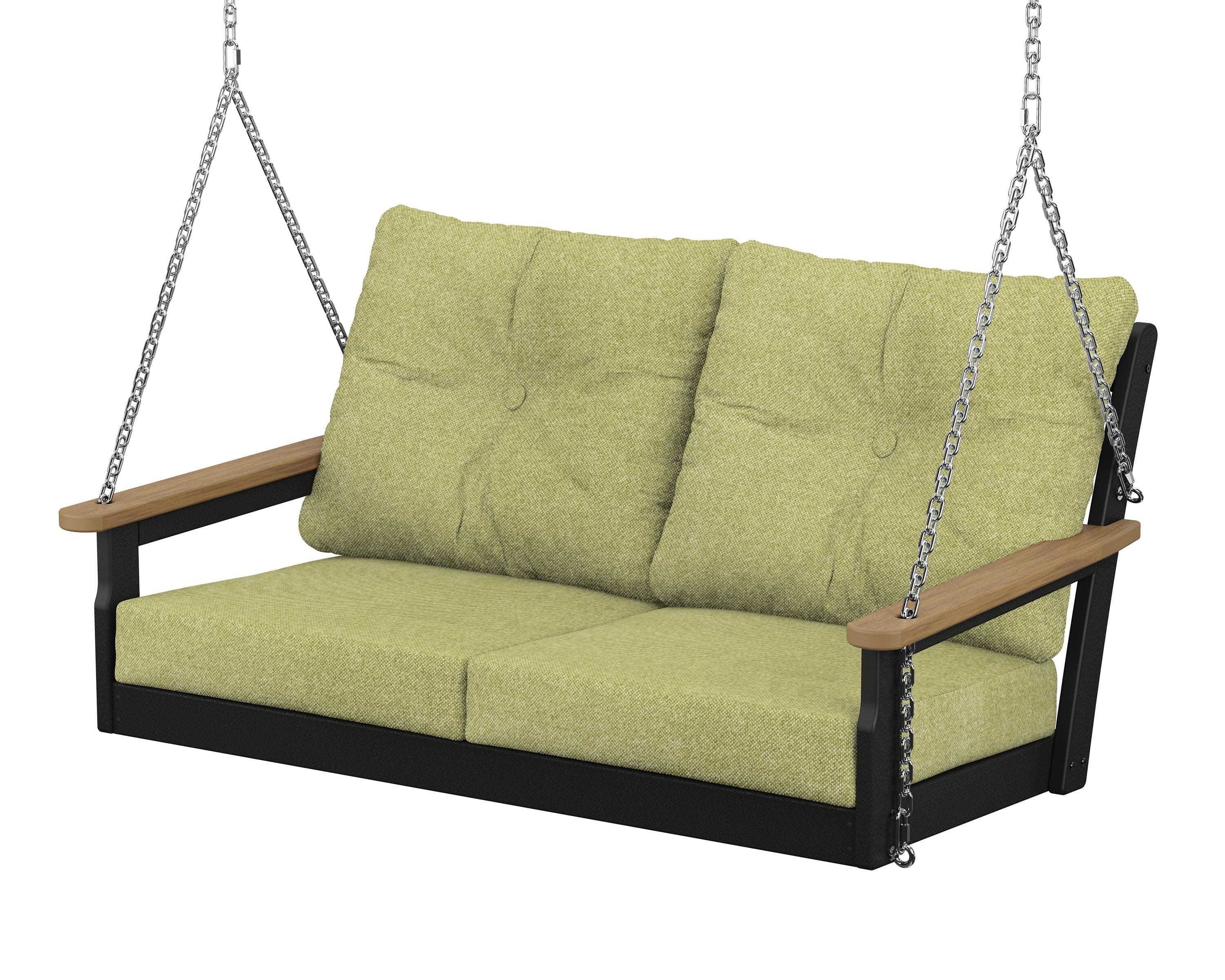 Vineyard Deep Seating Swing in Black / Natural / Chartreuse Boucle