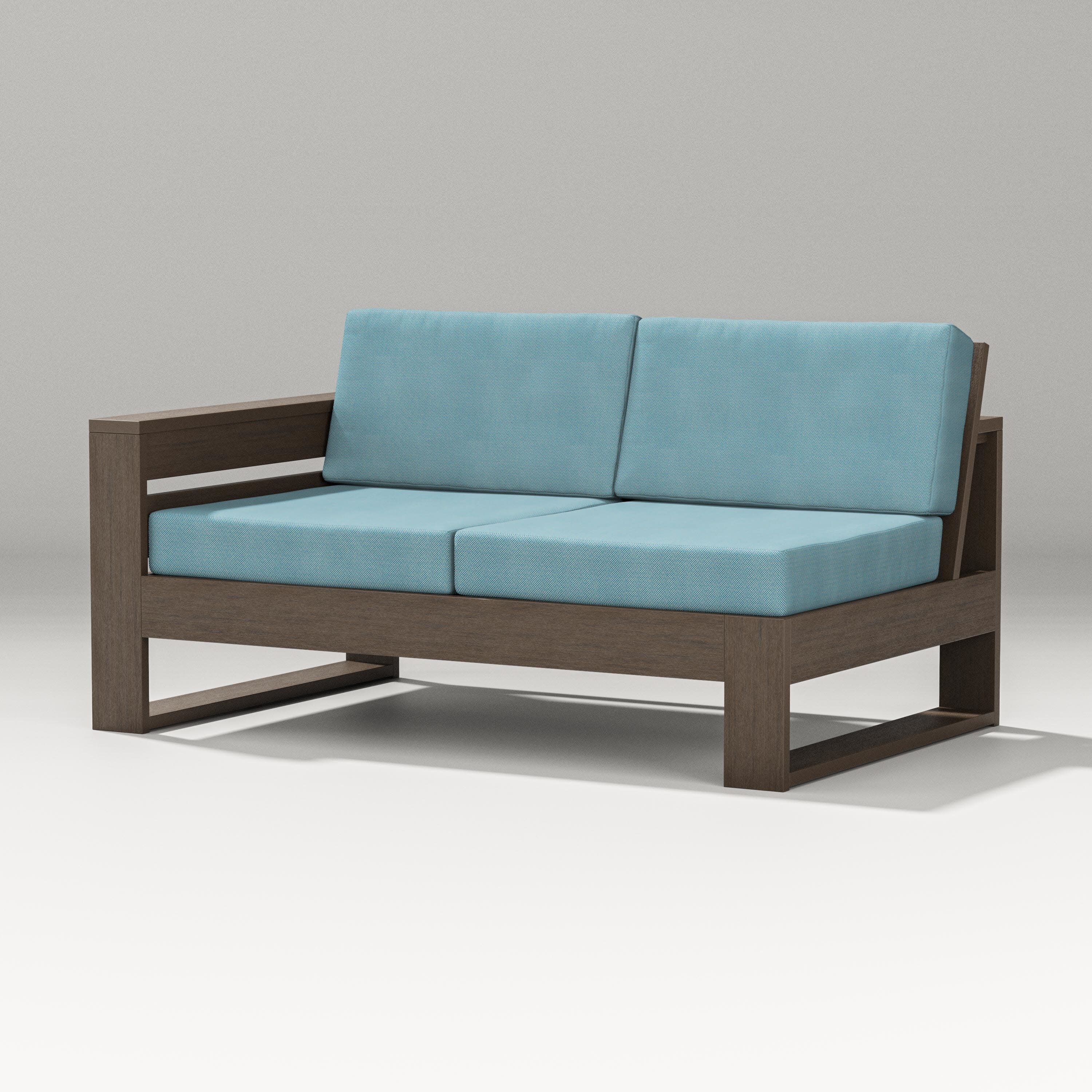 Latitude Modular Left Arm Loveseat in Kona / Lattice Sky Blue