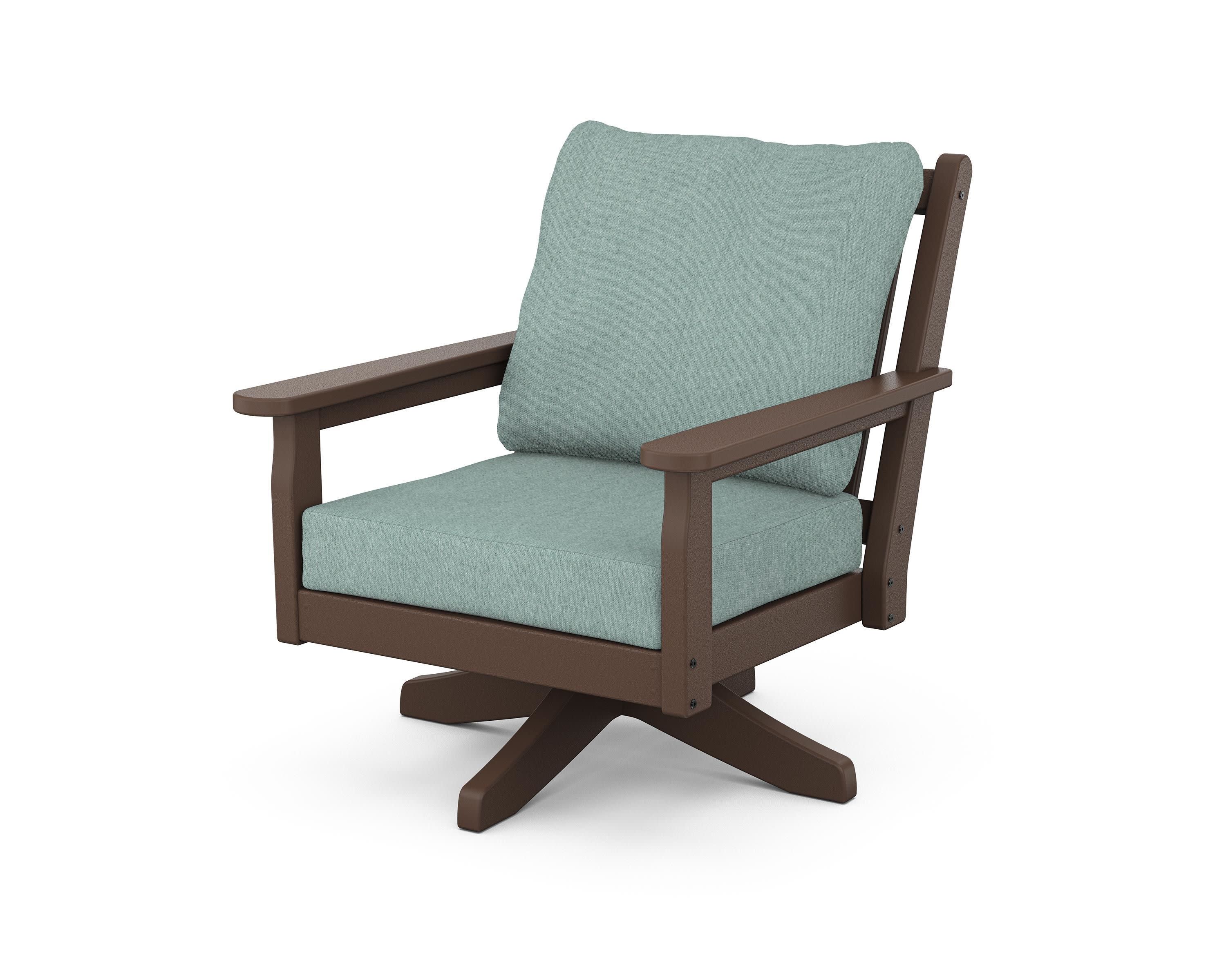 Chippendale Deep Seating Swivel Chair in Mahogany / Glacier Spa