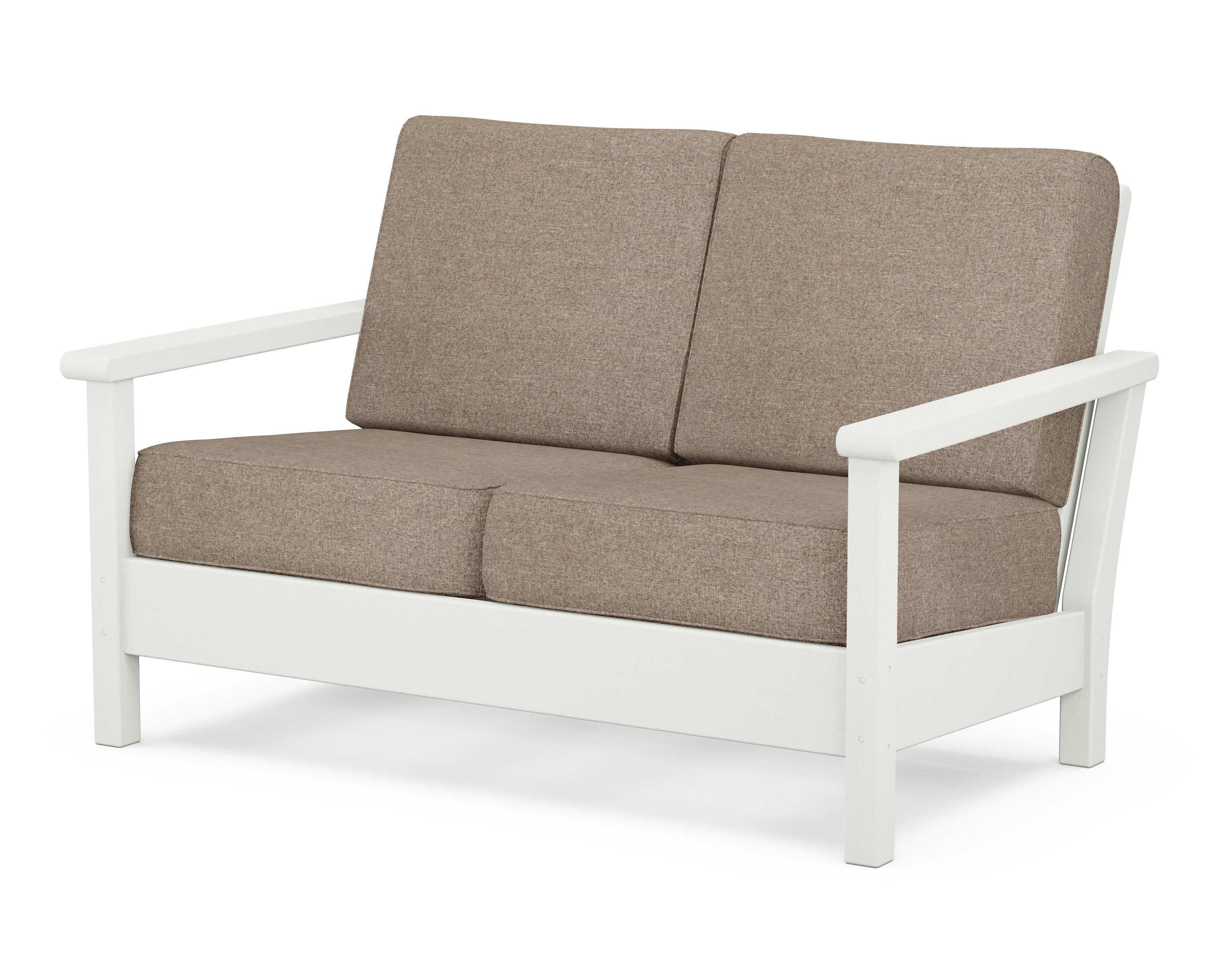Harbour Deep Seating Loveseat in Vintage White / Spiced Burlap