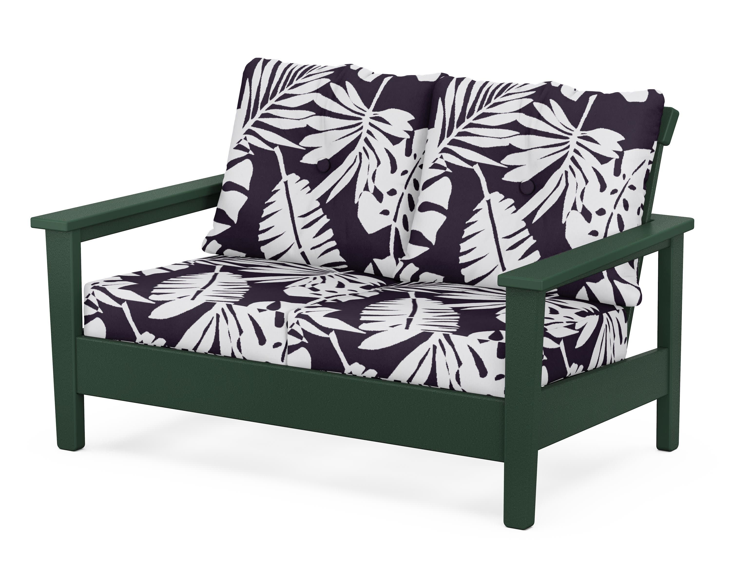 Prescott Deep Seating Loveseat in Green / Leaf Navy