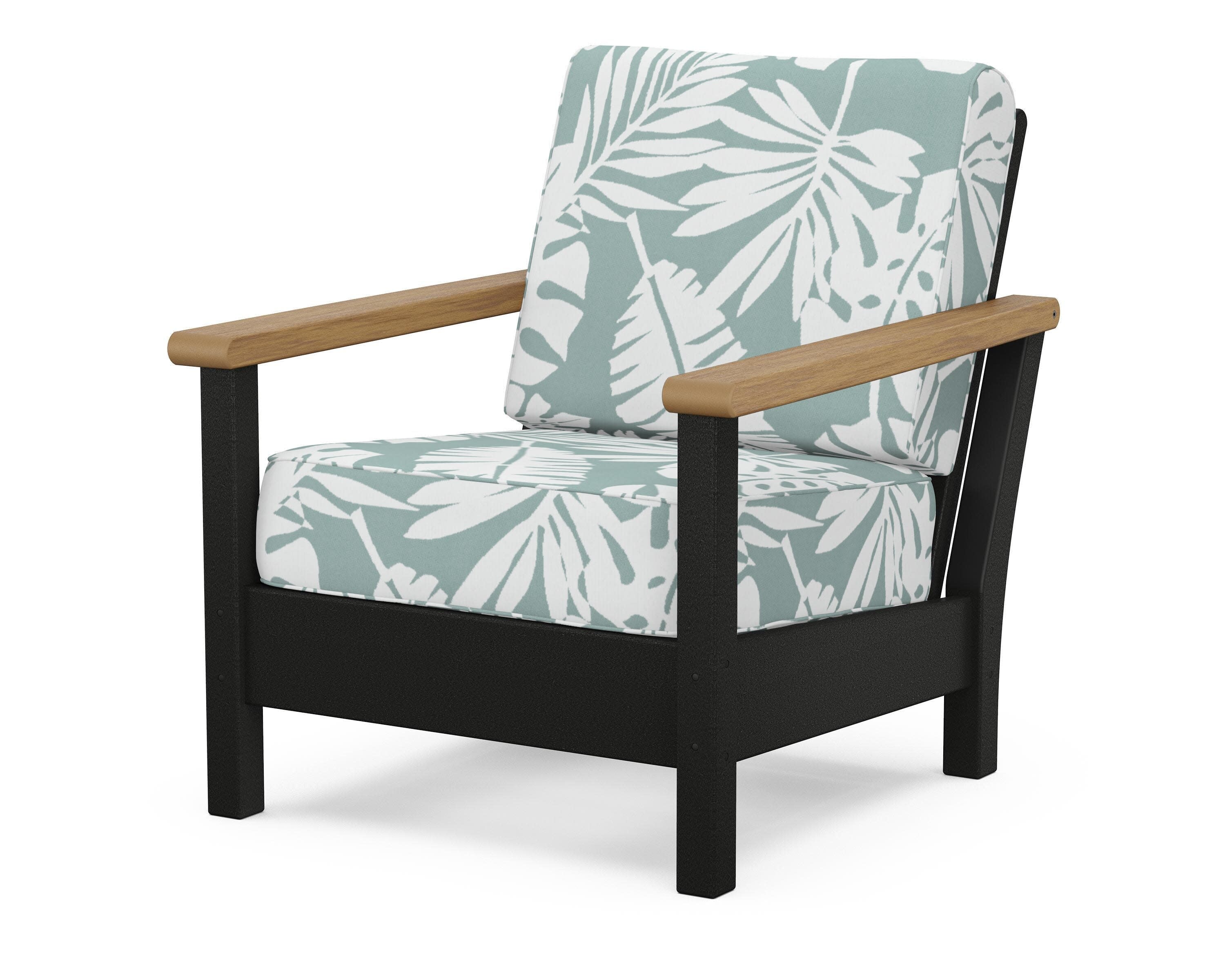 Harbour Deep Seating Chair in Black / Natural / Leaf Glacier Spa