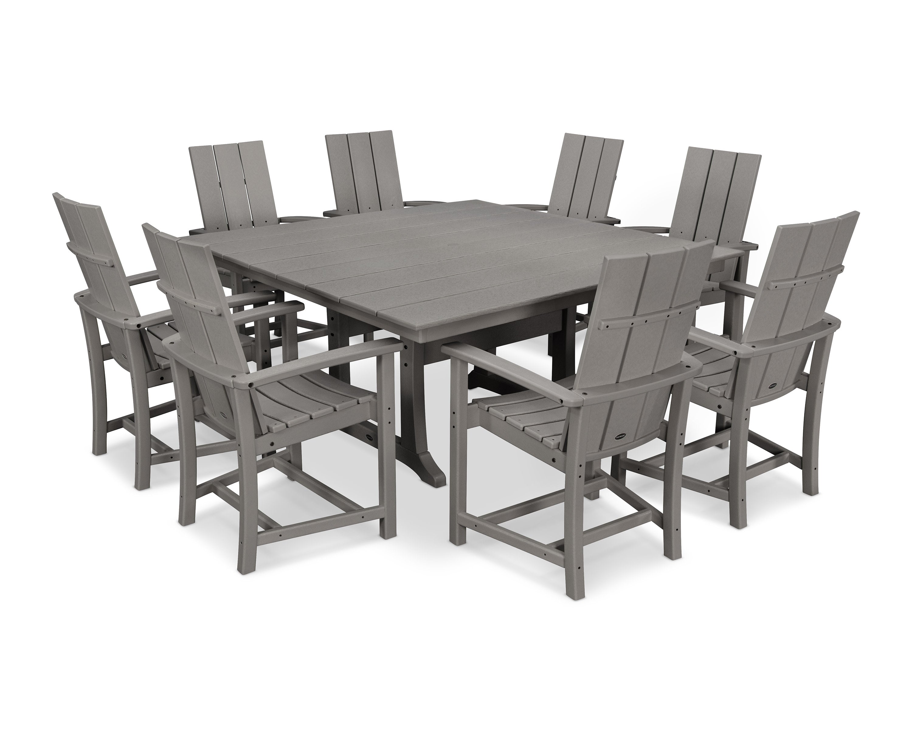 Modern Adirondack 9-Piece Farmhouse Trestle Dining Set in Slate Grey
