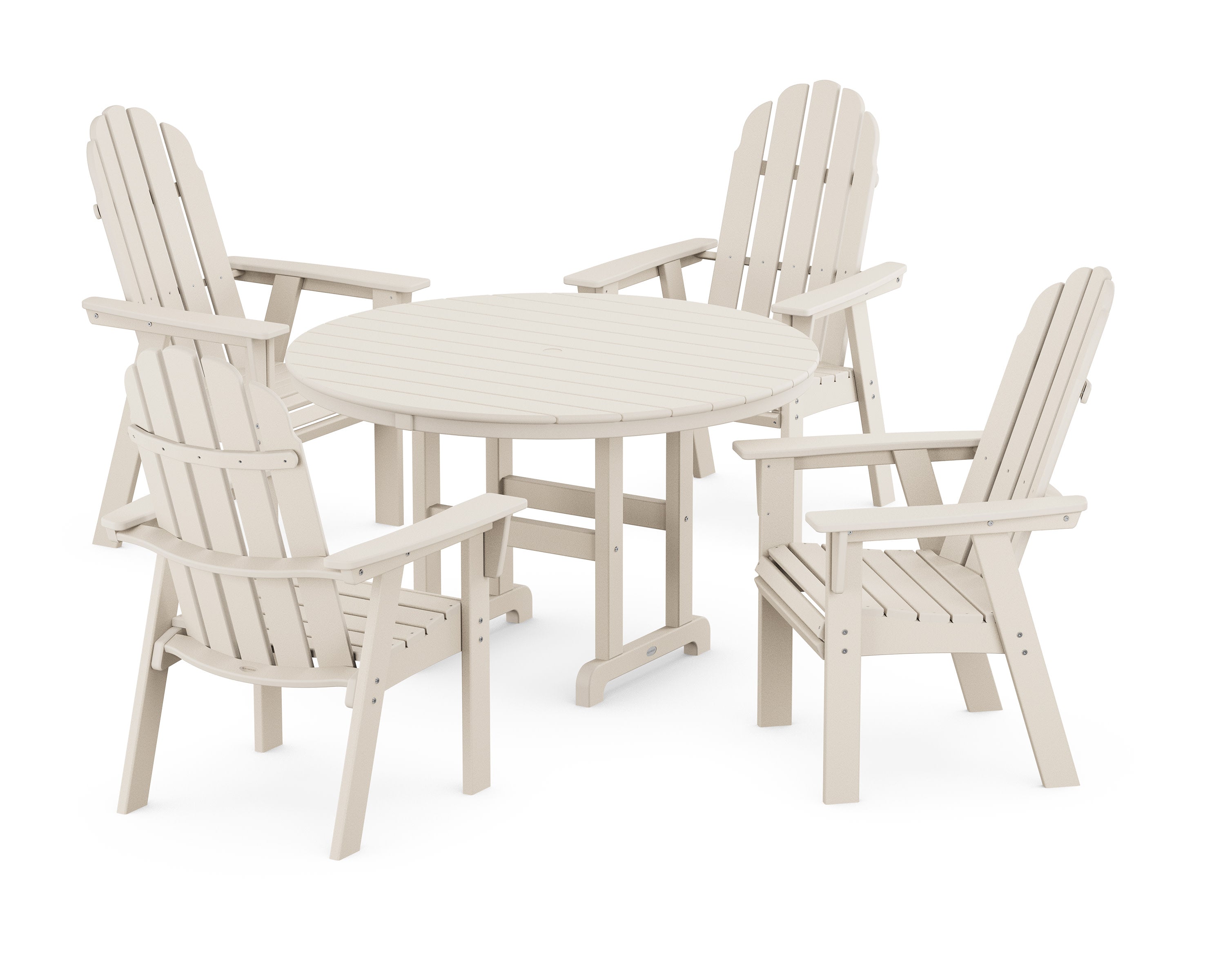 Vineyard Curveback Adirondack 5-Piece Round Farmhouse Dining Set in Sand
