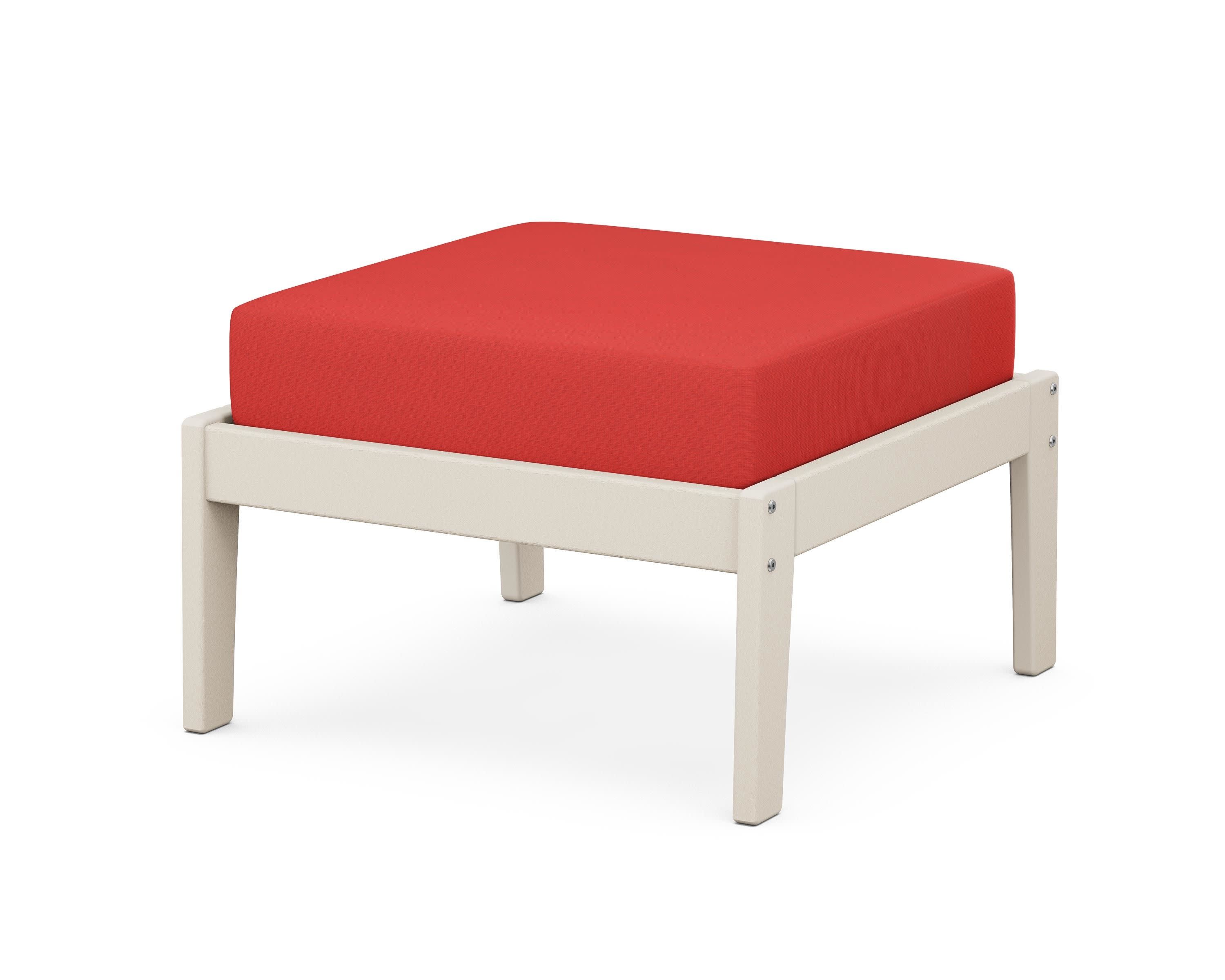 Deep Seating Ottoman in Sand / Crimson Linen