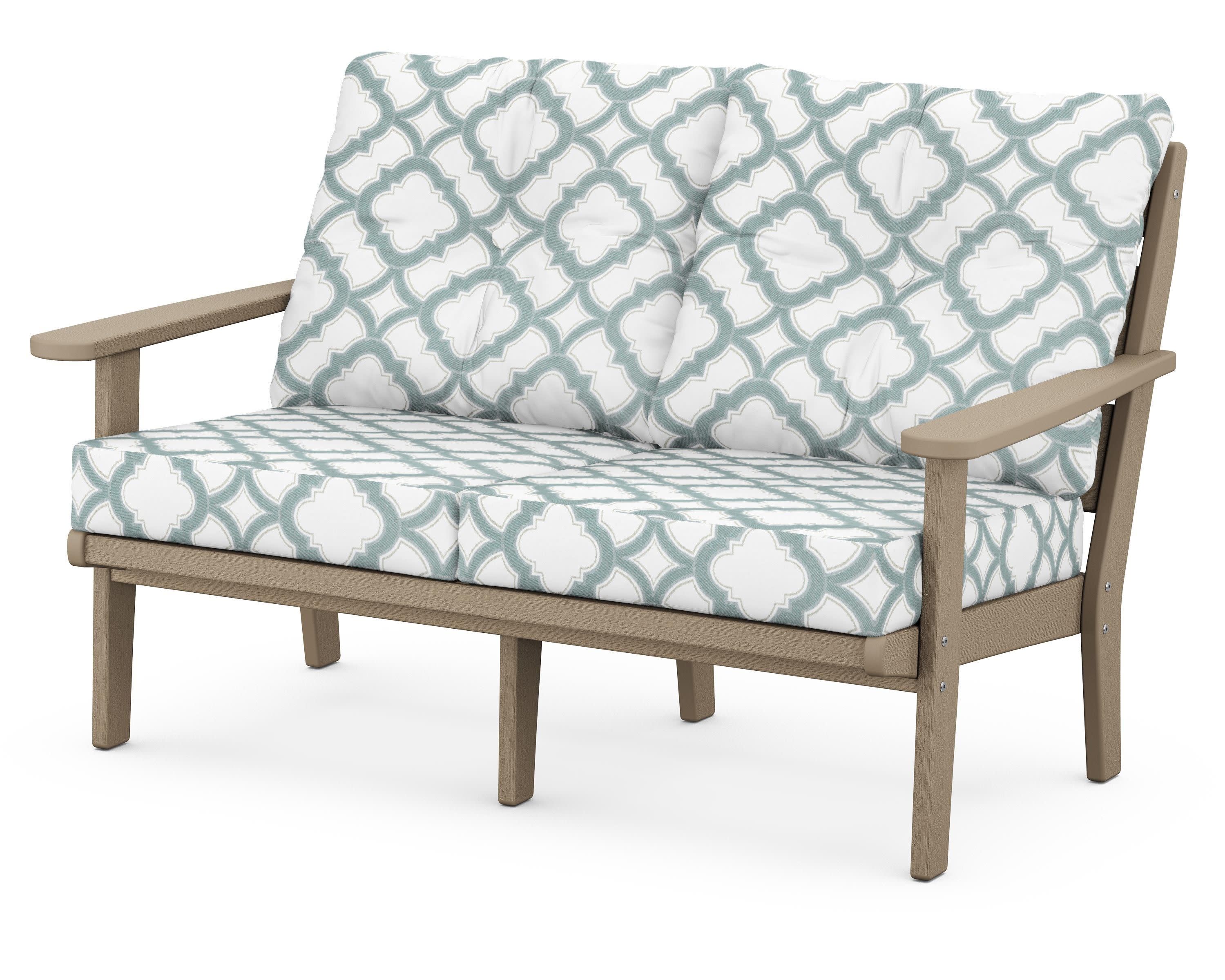 Lakeside Deep Seating Loveseat in Vintage Sahara / Trellis Glacier Spa