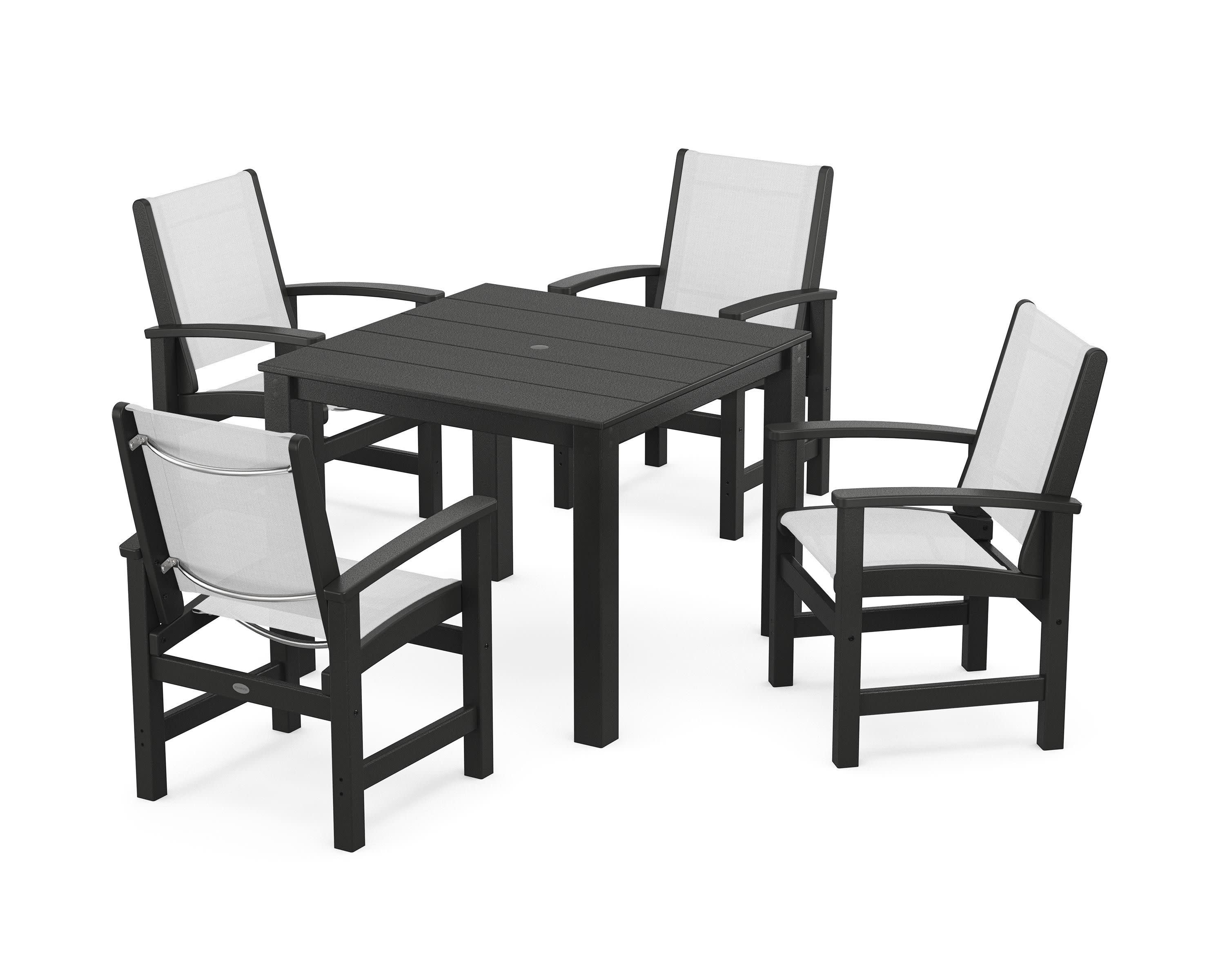 Coastal 5-Piece Parsons Dining Set in Black / White Sling