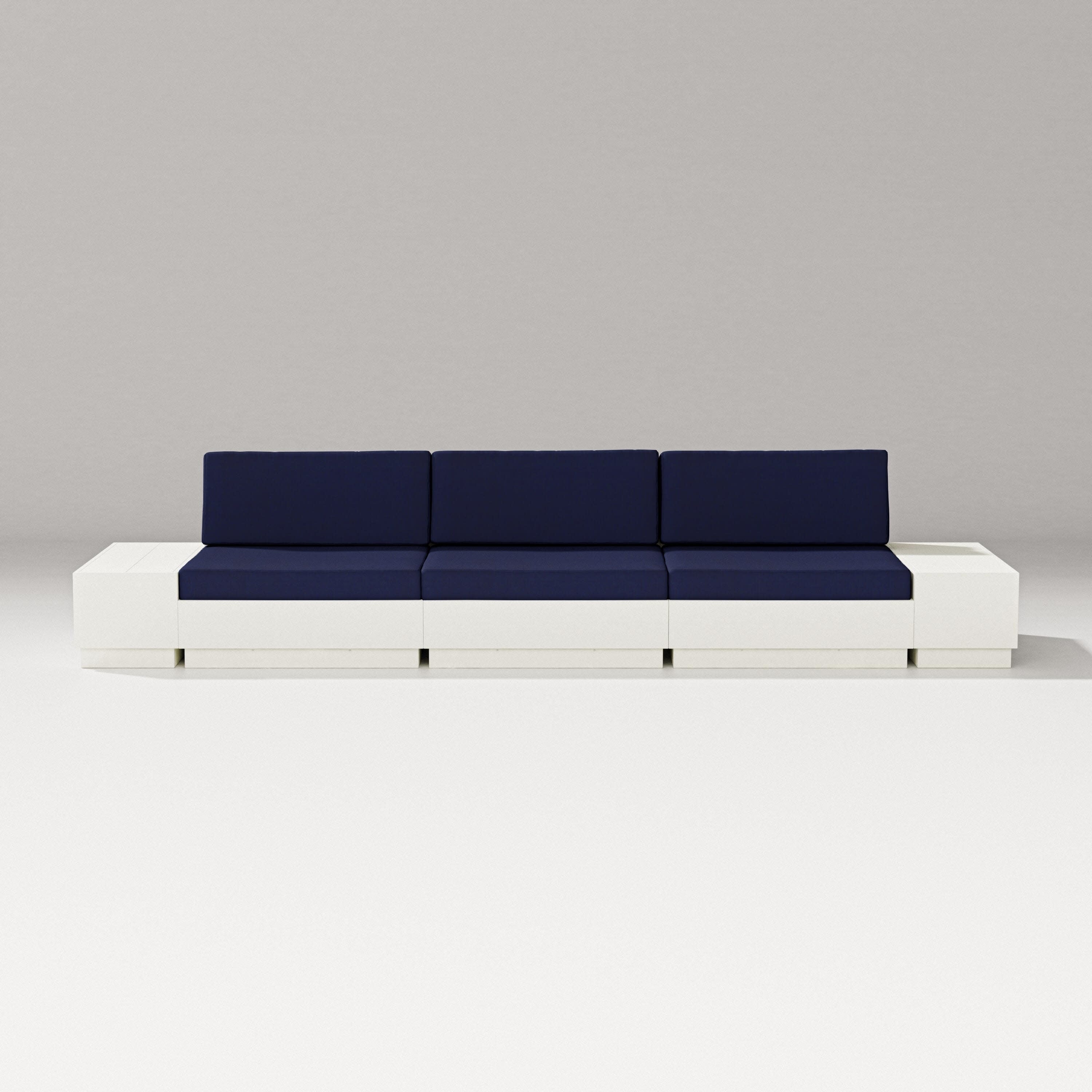 Elevate Straight Sectional in Vintage White / Navy