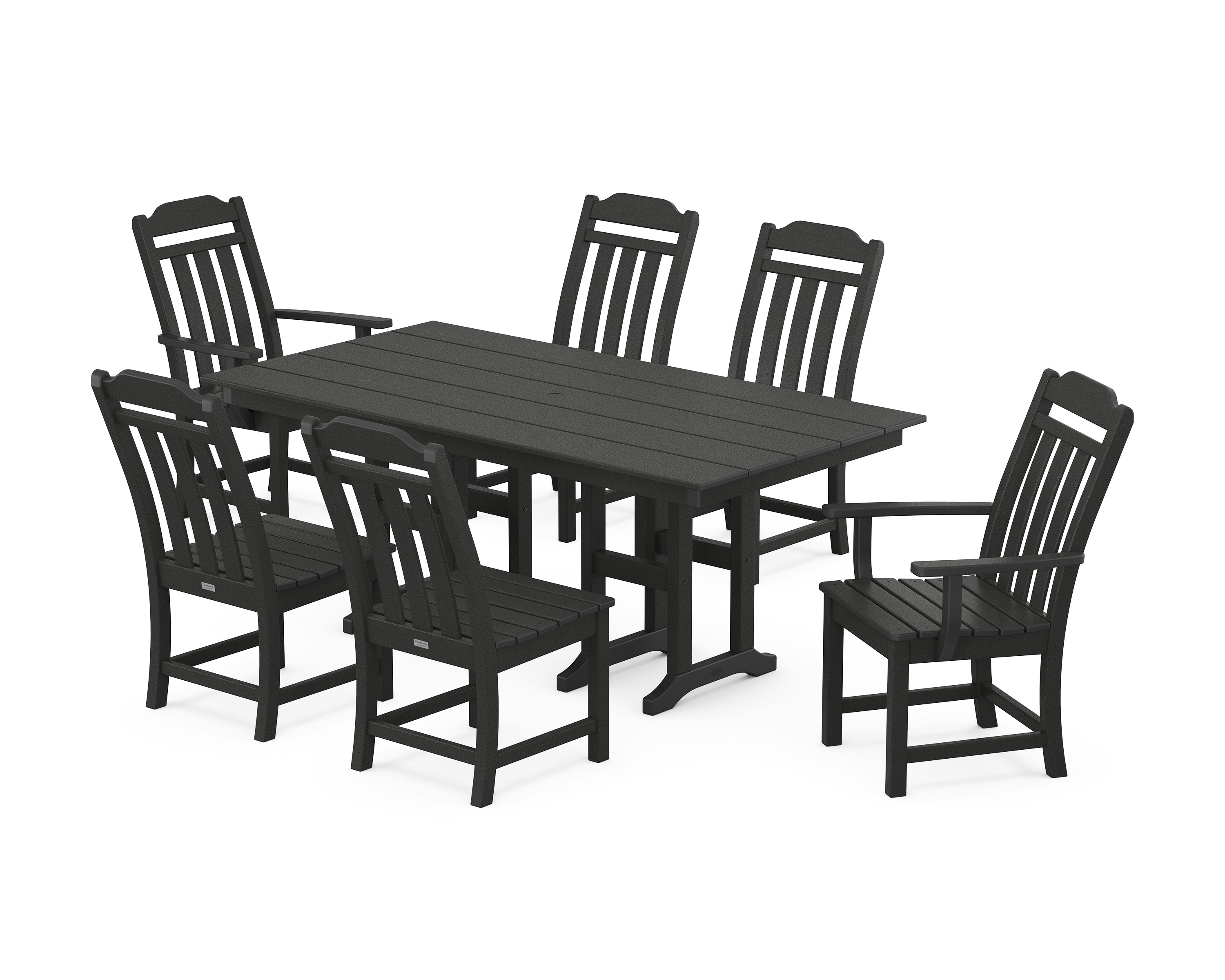 Cottage 7-Piece Farmhouse Dining Set in Black
