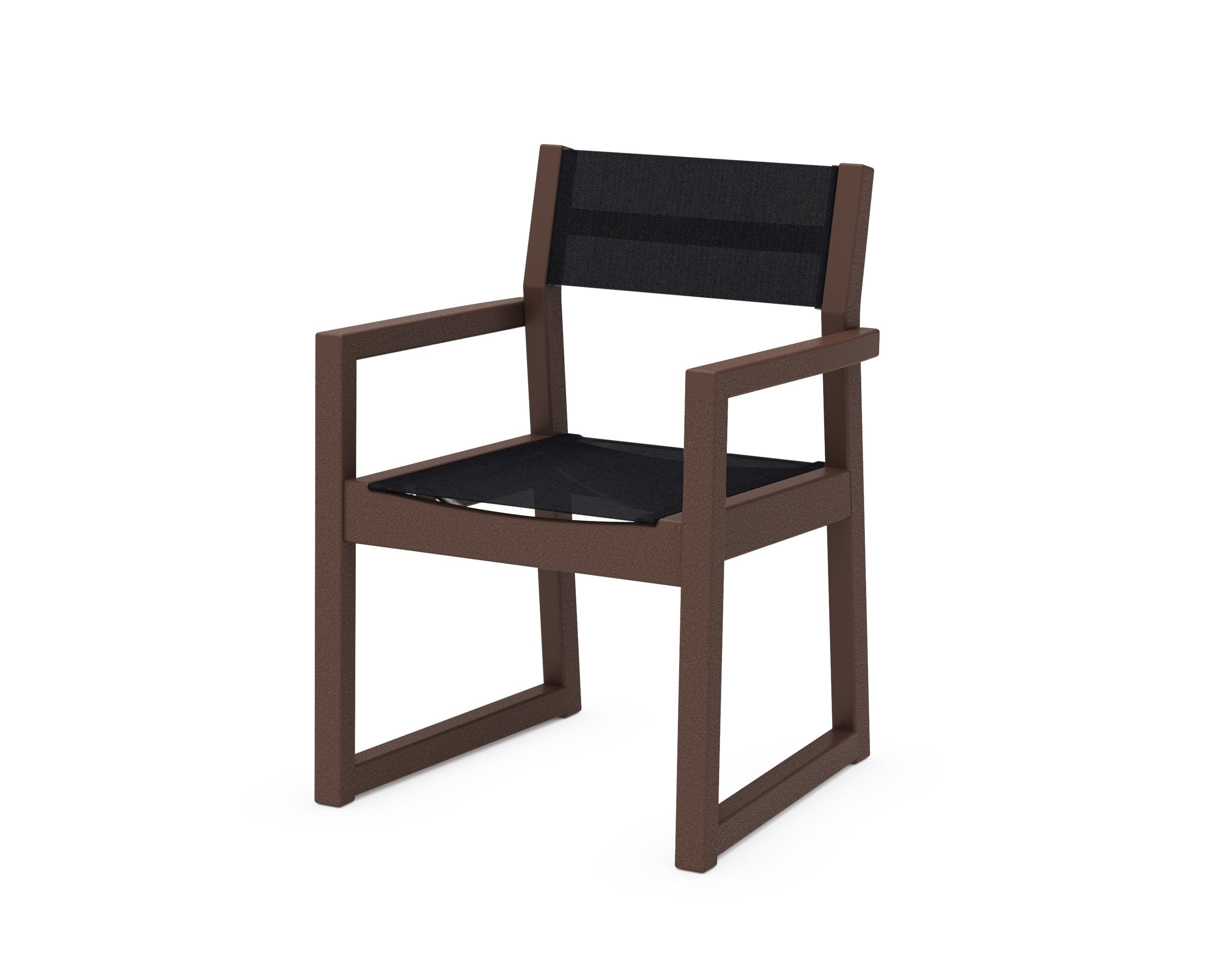 EDGE Sling Dining Arm Chair in Mahogany / Black Sling