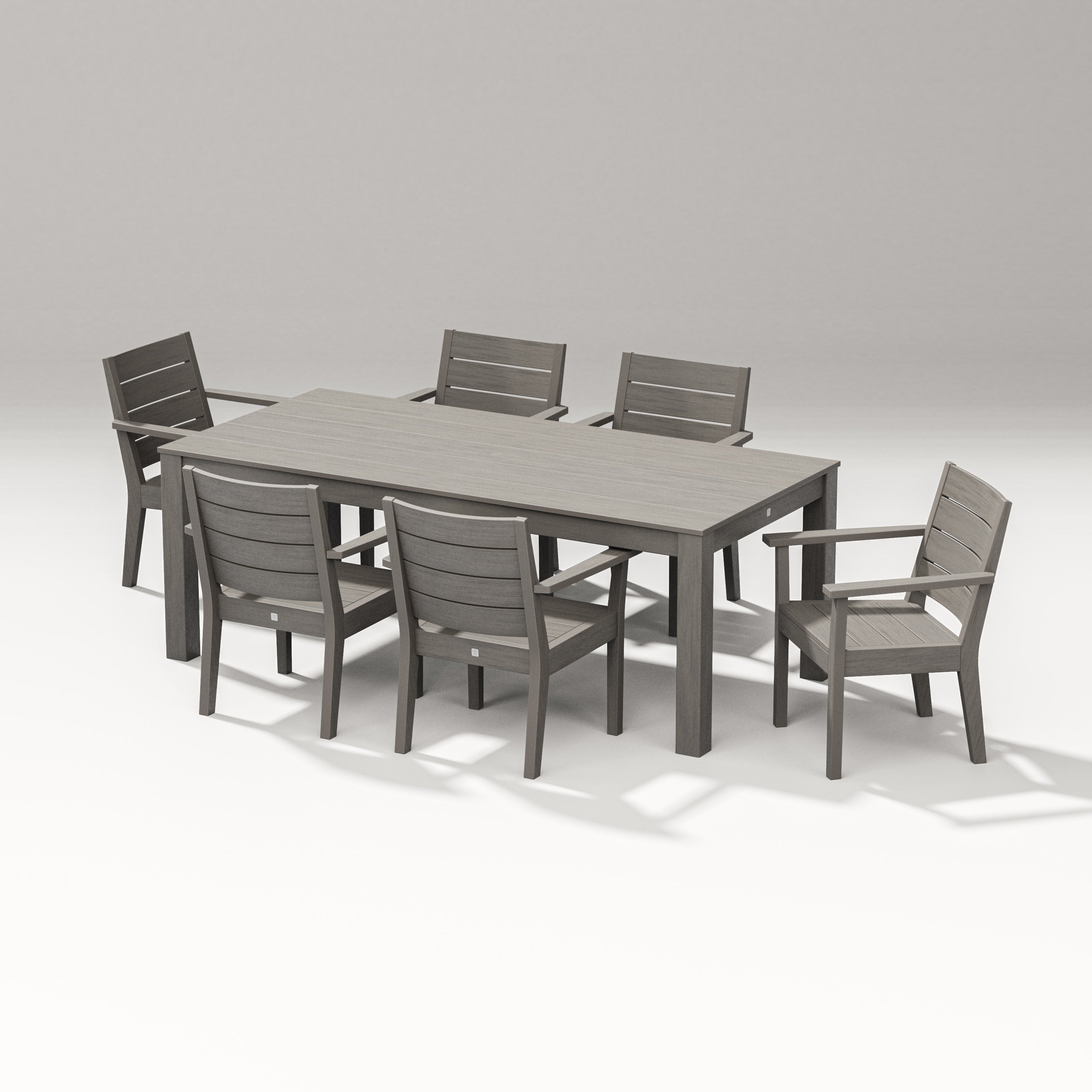 Latitude 7-Piece Arm Chair Dining Set - Parsons 84" in Driftwood