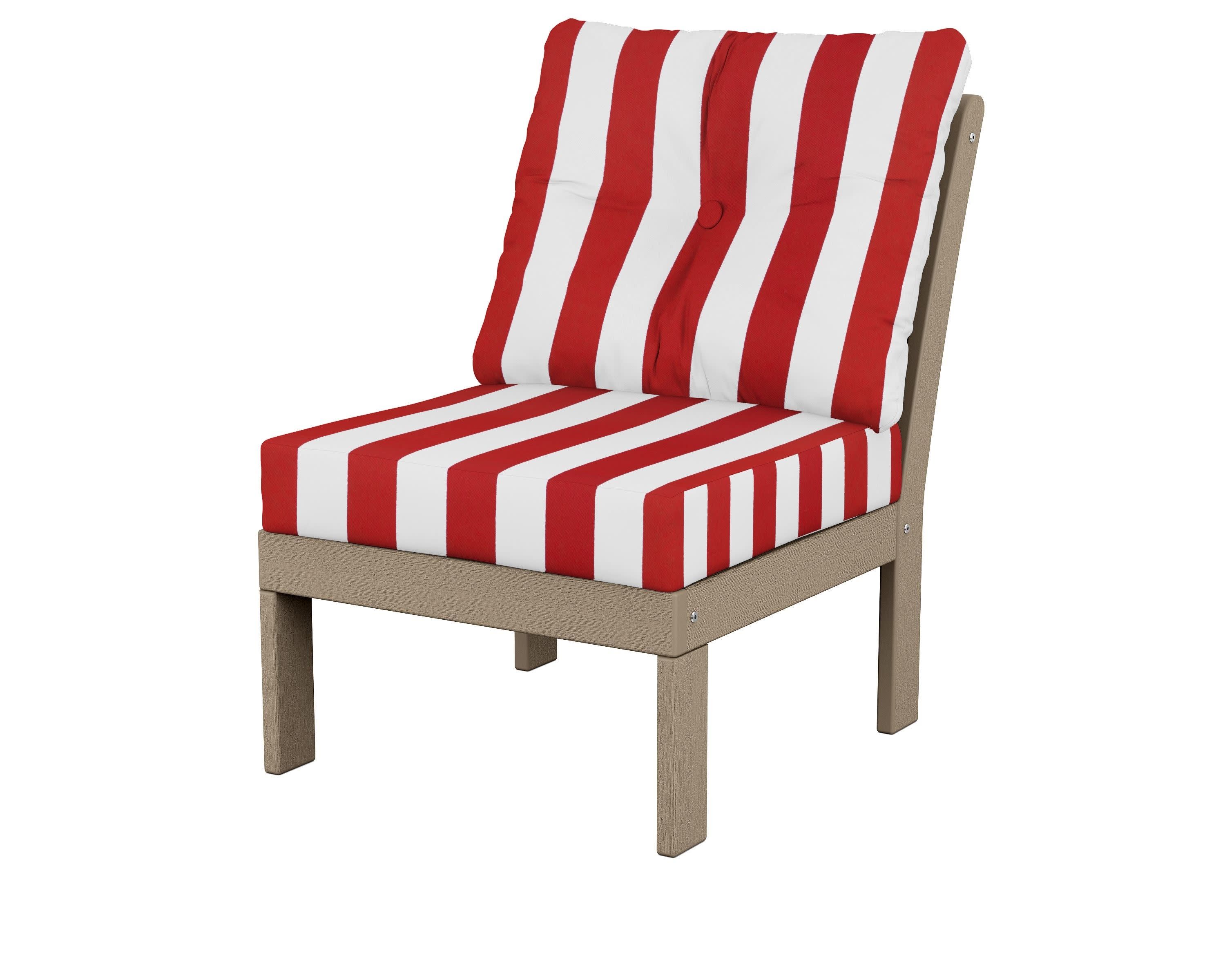 Vineyard Modular Armless Chair in Vintage Sahara / Cabana Stripe Crimson