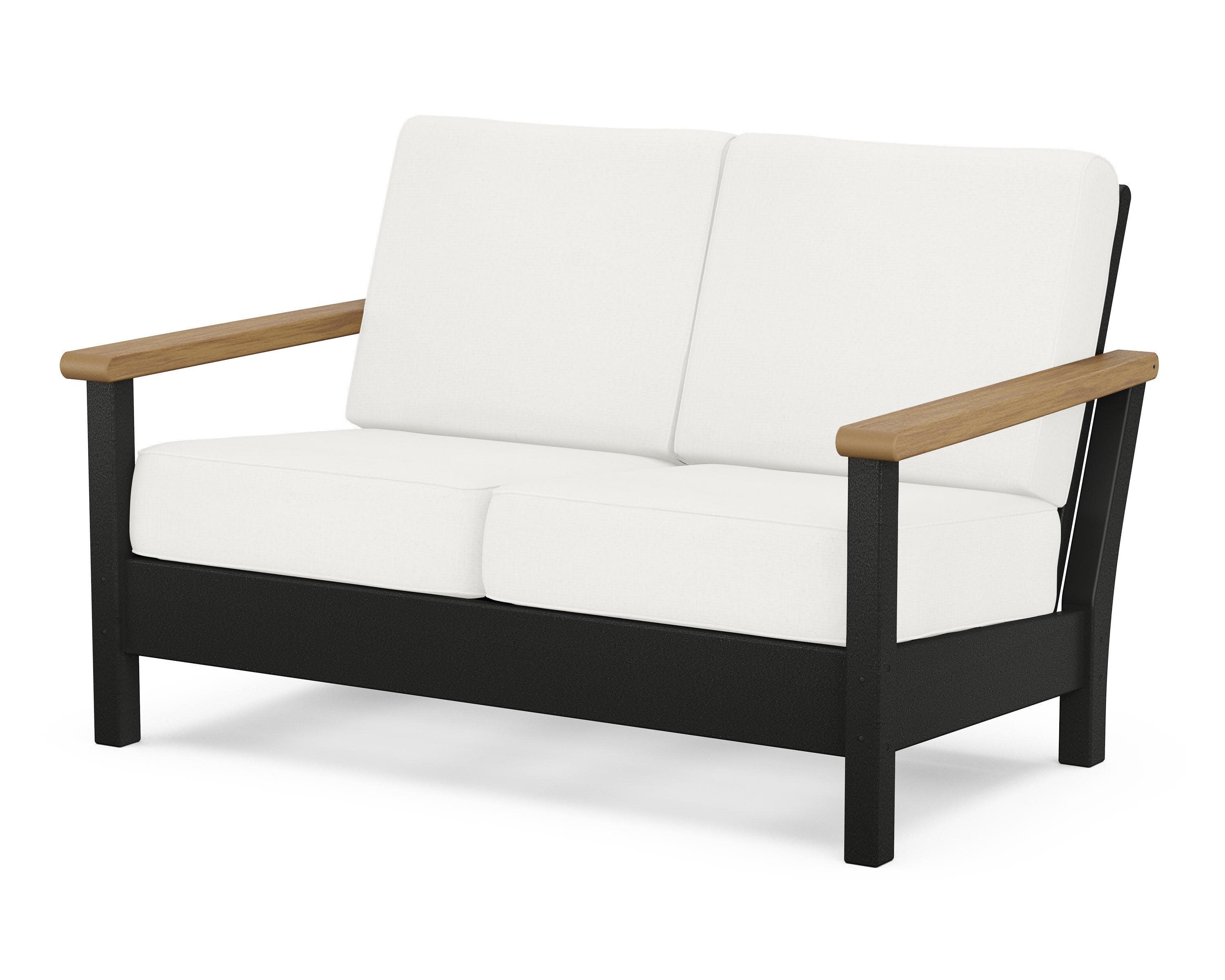 Harbour Deep Seating Loveseat in Black / Natural / Natural Linen