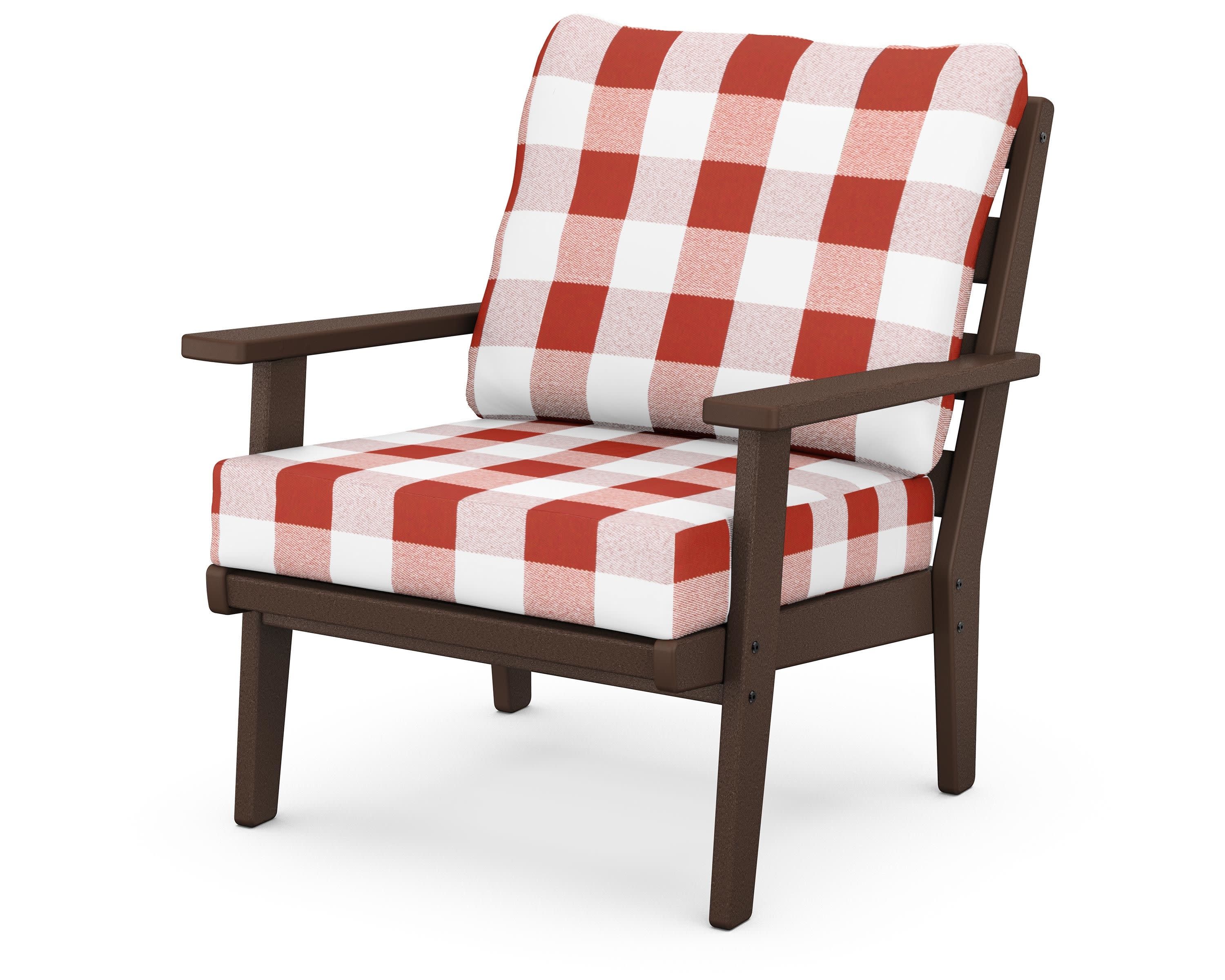 Grant Park Deep Seating Chair in Mahogany / Buffalo Plaid Crimson