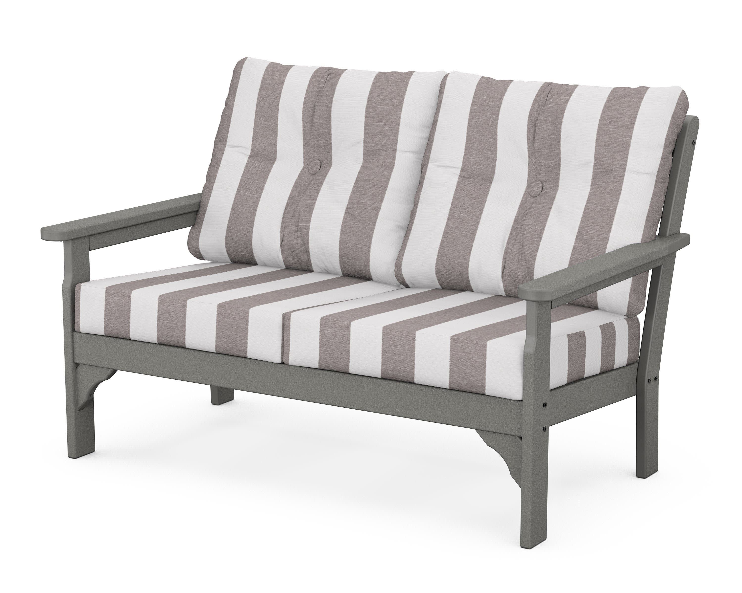 Vineyard Deep Seating Loveseat in Slate Grey / Cabana Stripe Grey Mist