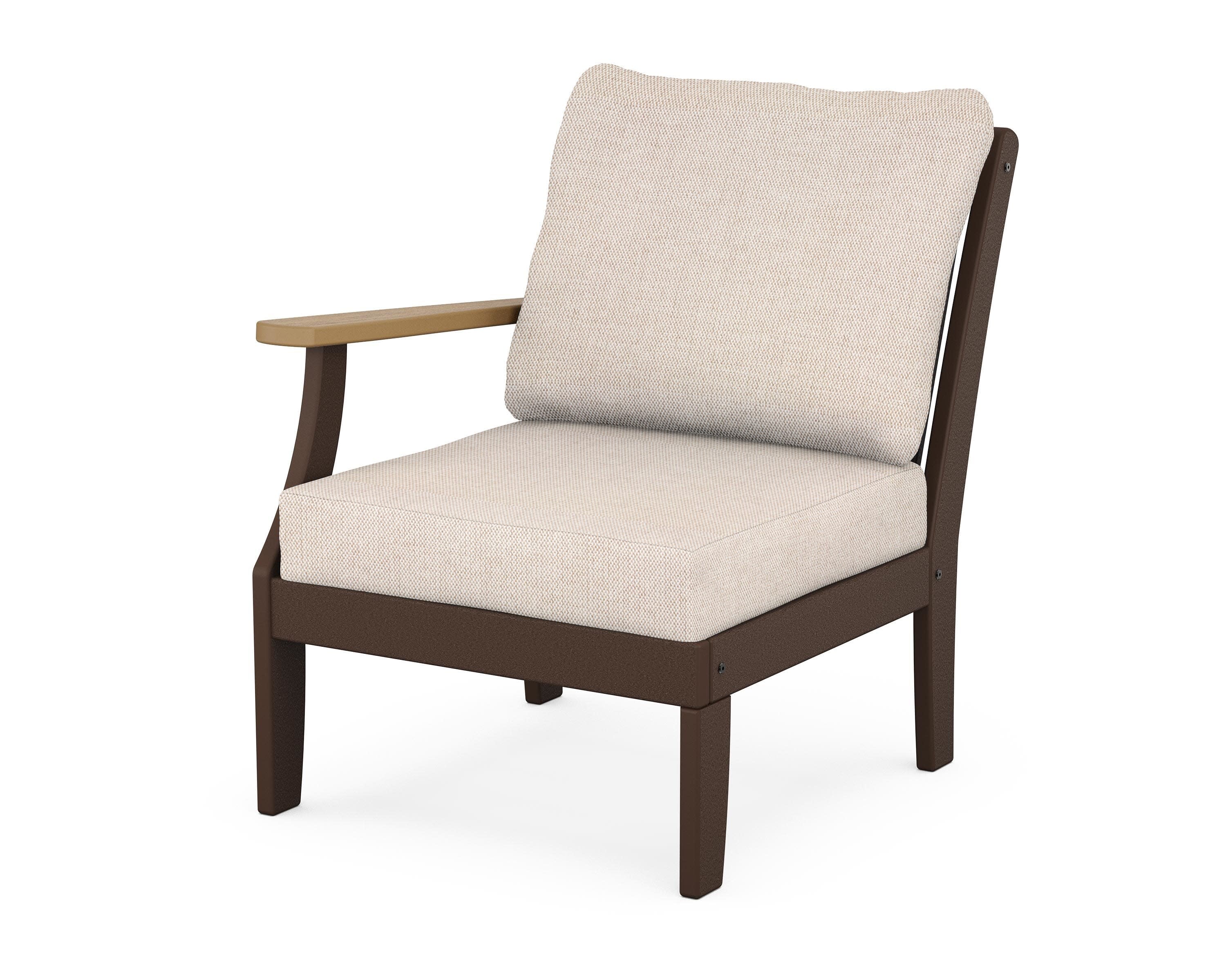 Braxton Modular Left Arm Chair in Mahogany / Natural / Blend Linen