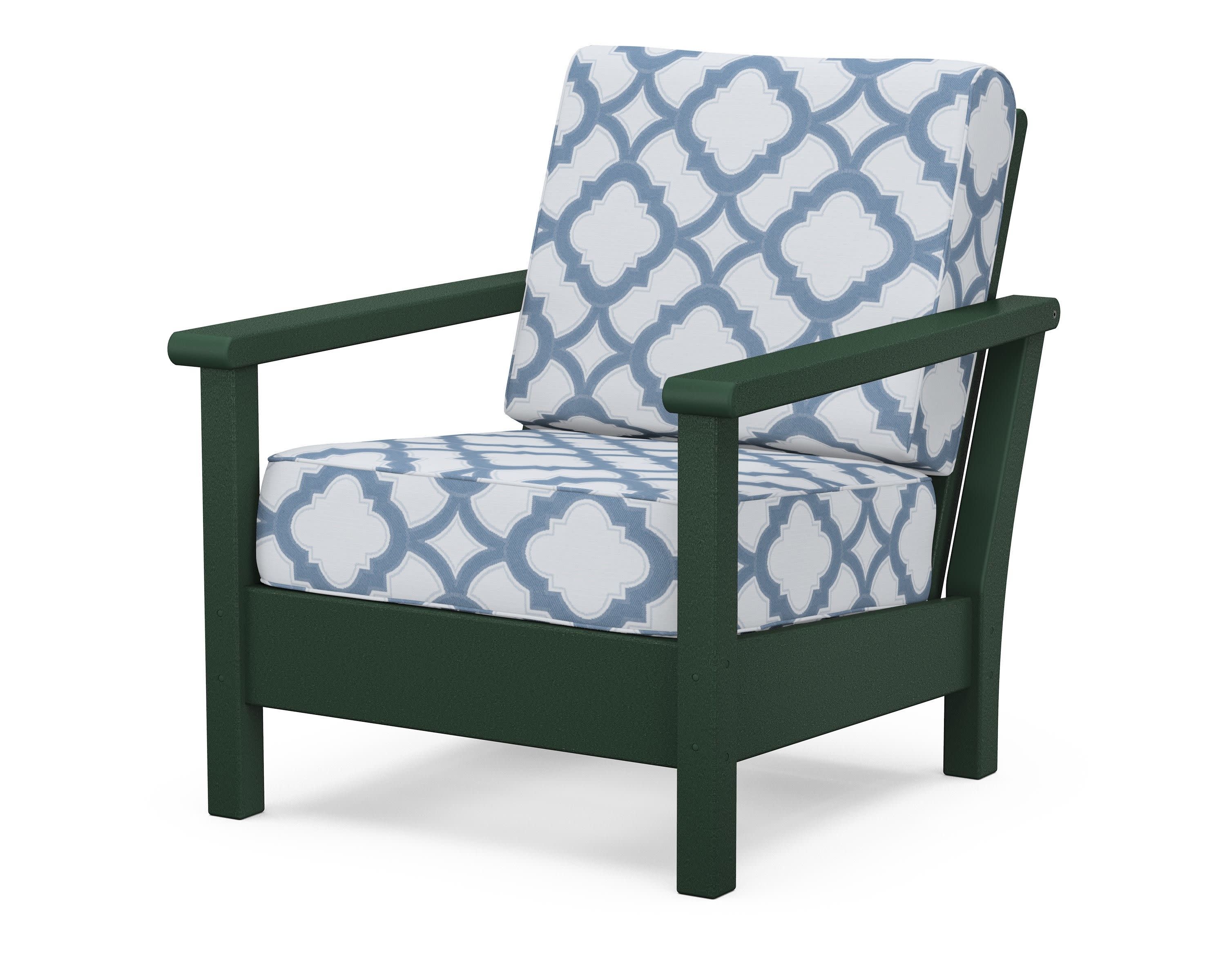 Harbour Deep Seating Chair in Green / Trellis Sky Blue