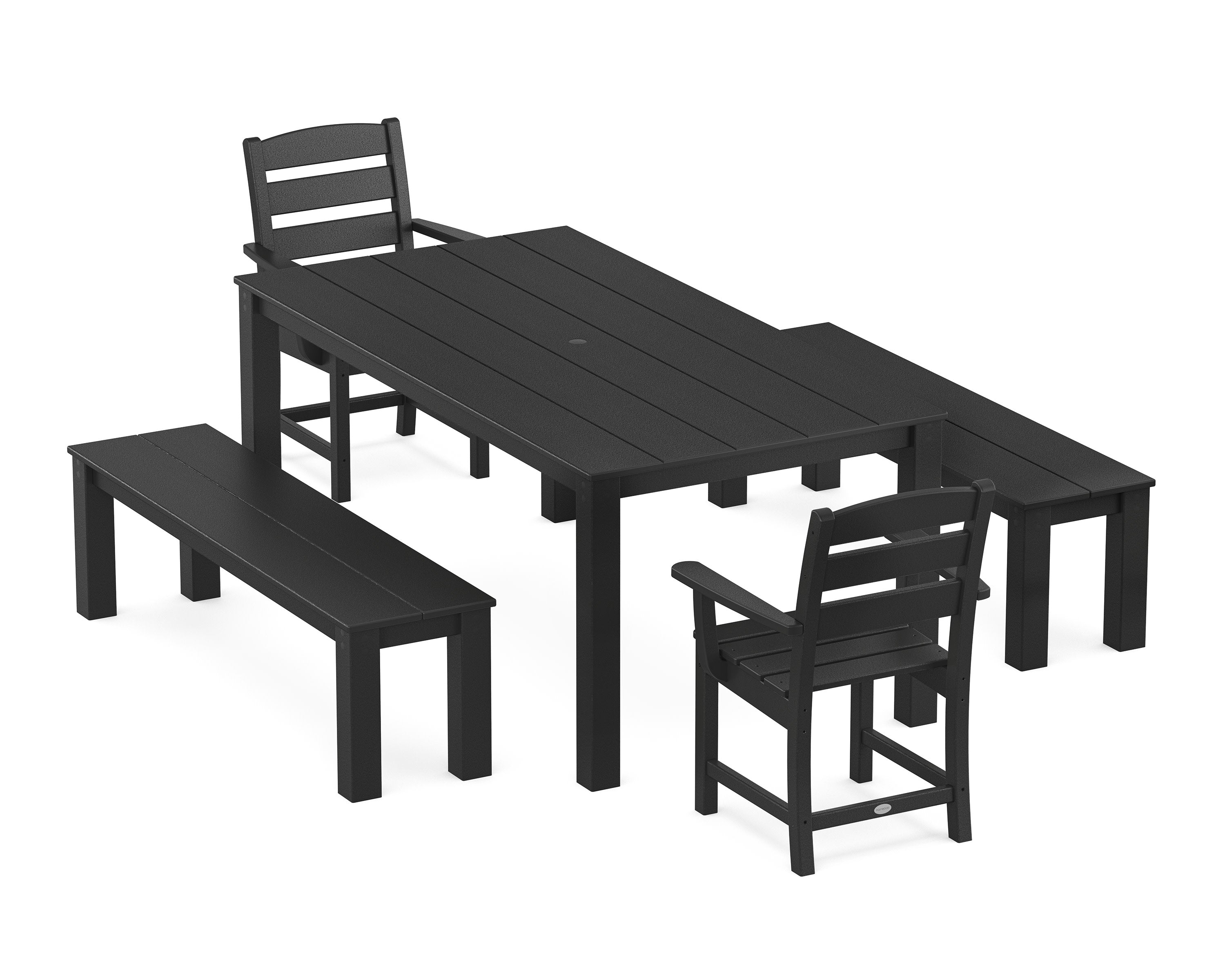 Lakeside 5-Piece Parsons Dining Set with Benches in Black