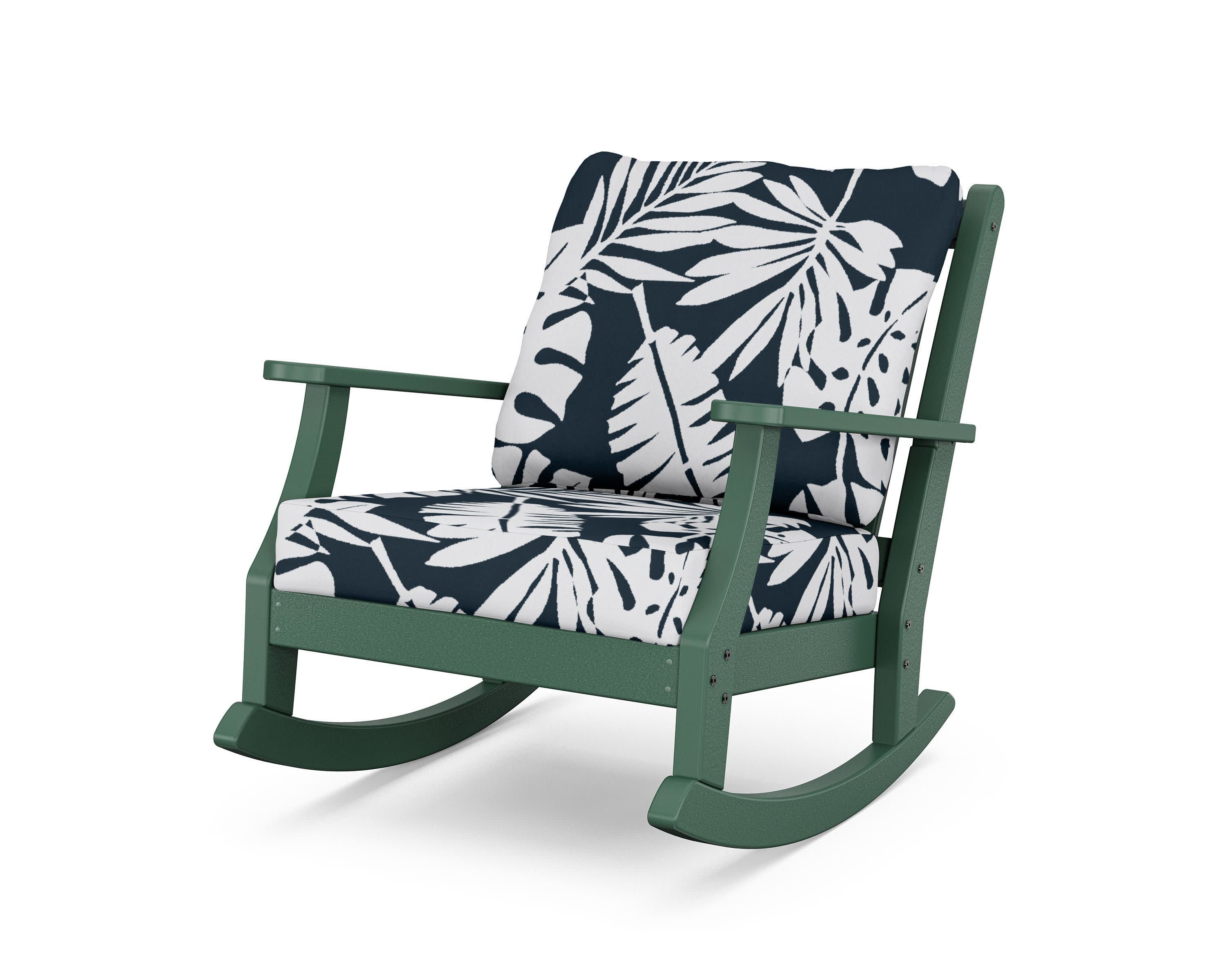 Wovendale Deep Seating Rocking Chair in Green / Leaf Marine Indigo