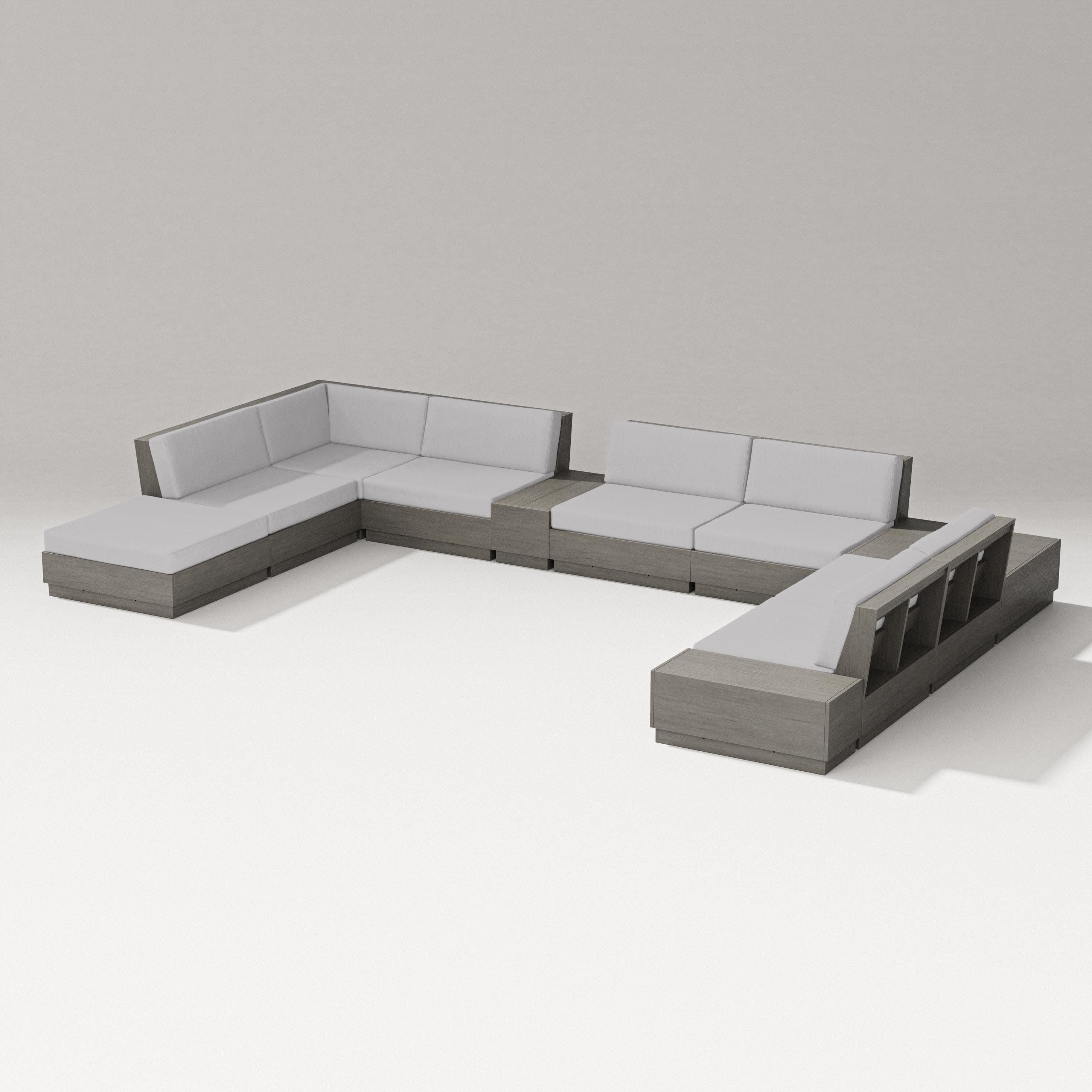 Elevate 11-Piece Conversation Sectional Set in Driftwood / Granite