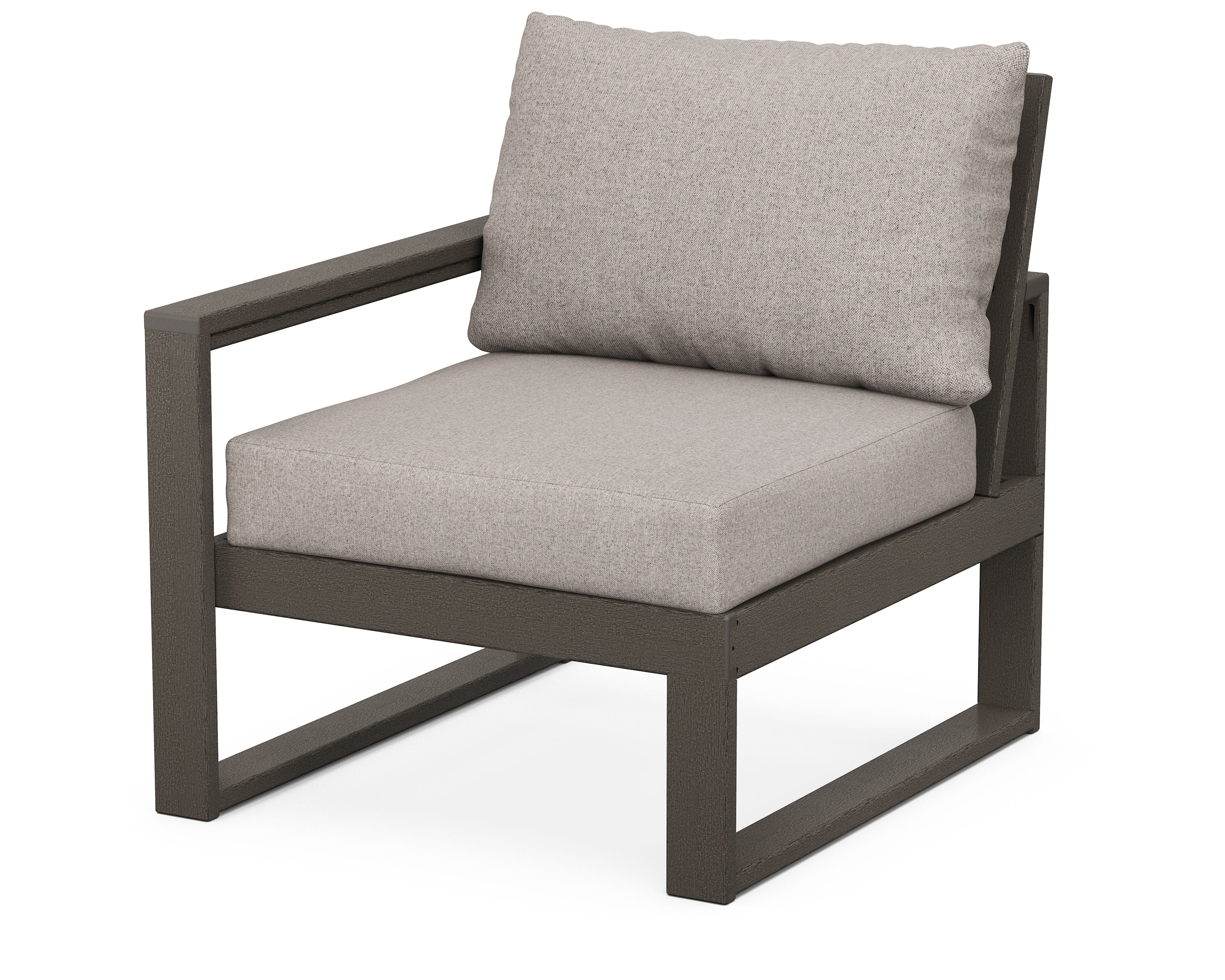 EDGE Modular Left Arm Chair in Vintage Coffee / Weathered Tweed