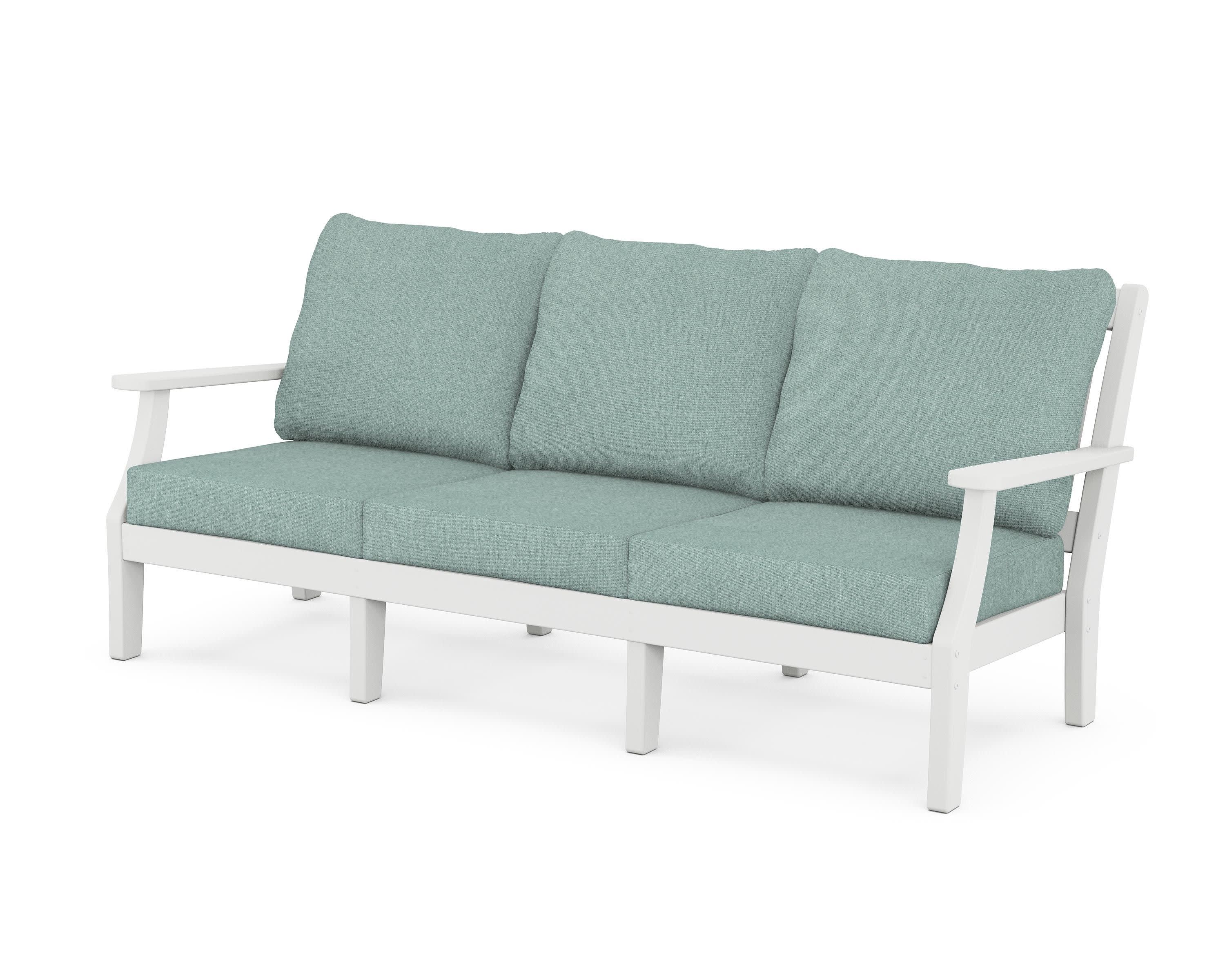 Chinoiserie Deep Seating Sofa in White / Glacier Spa