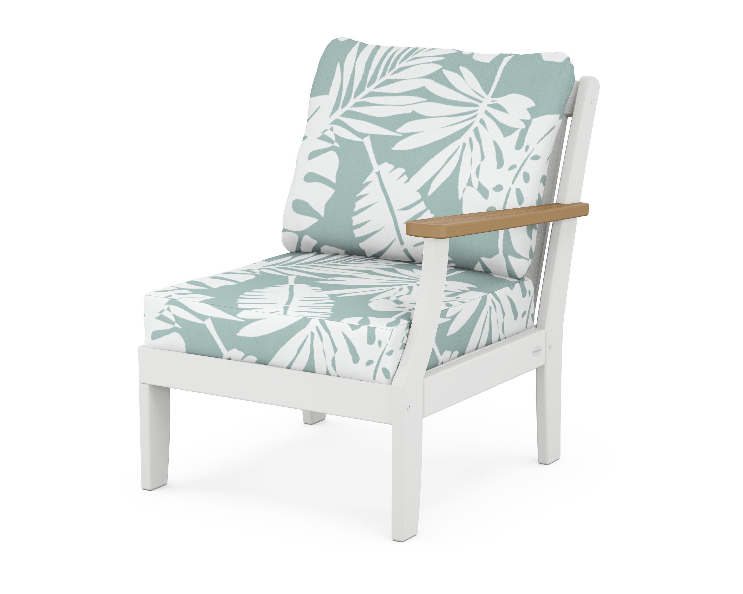 Braxton Modular Right Arm Chair in White / Natural / Leaf Glacier Spa