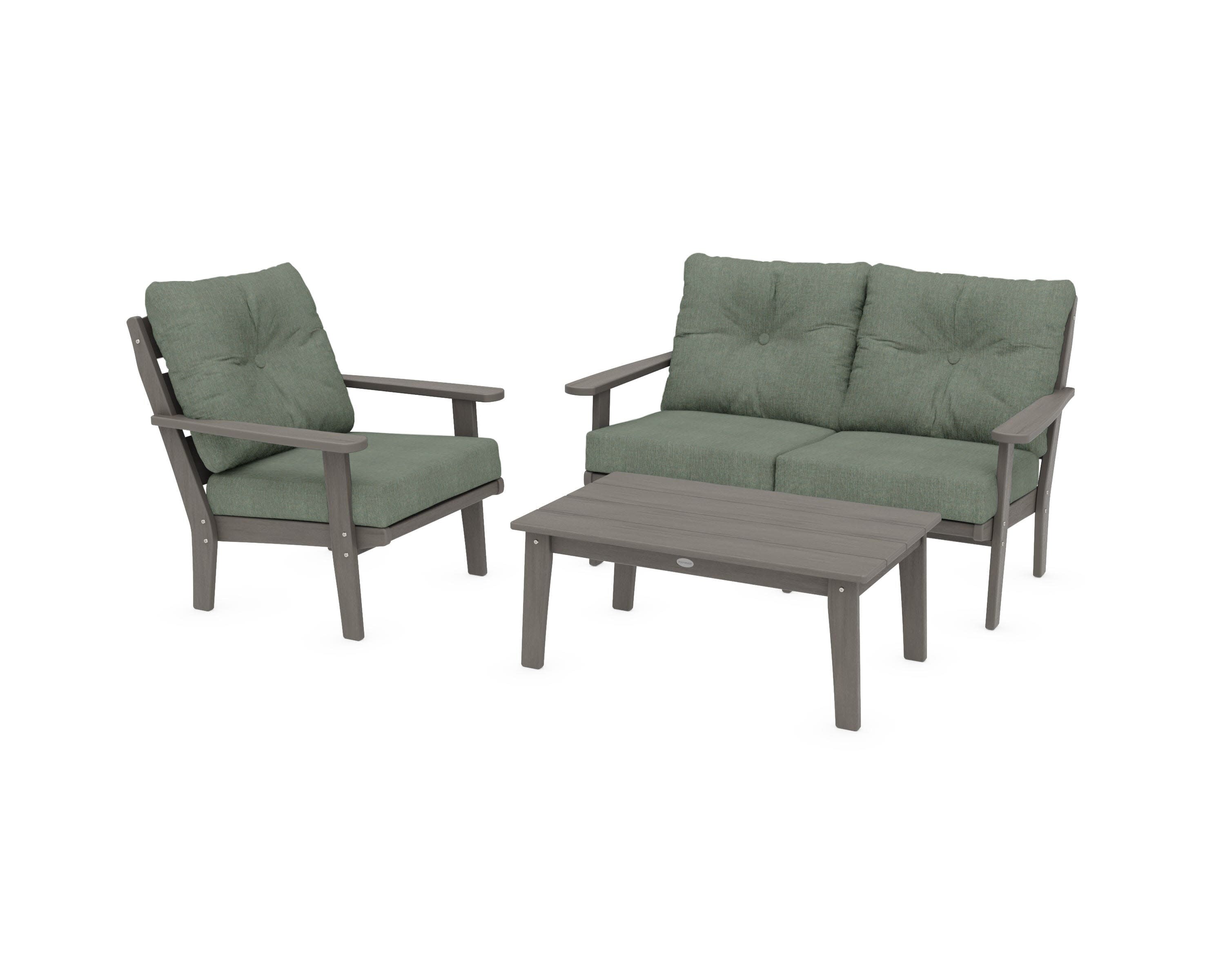 Lakeside 3-Piece Deep Seating Set in Driftwood / Cast Sage
