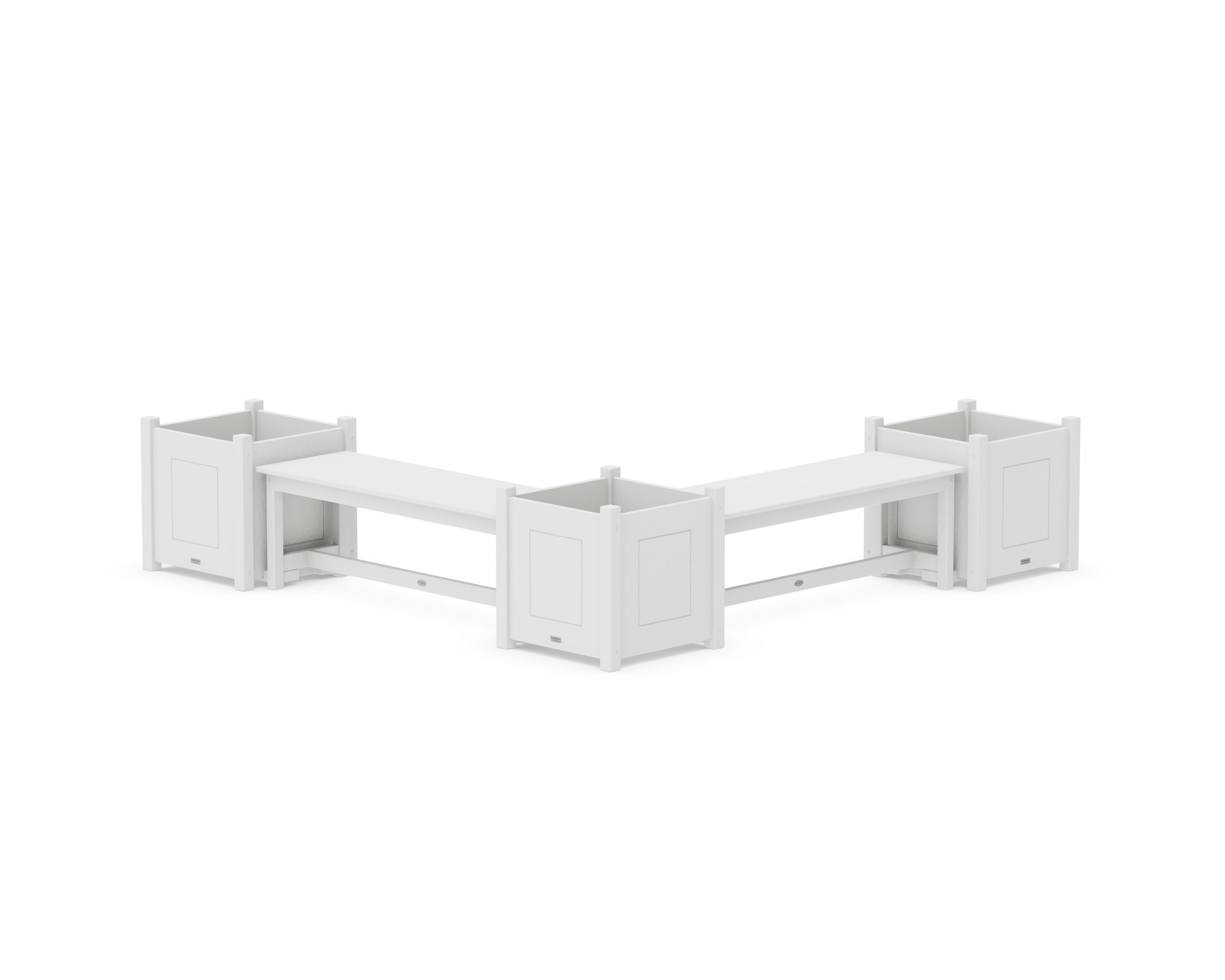 48" Country Living L- Shaped Planter Bench Corner Set - Large in White