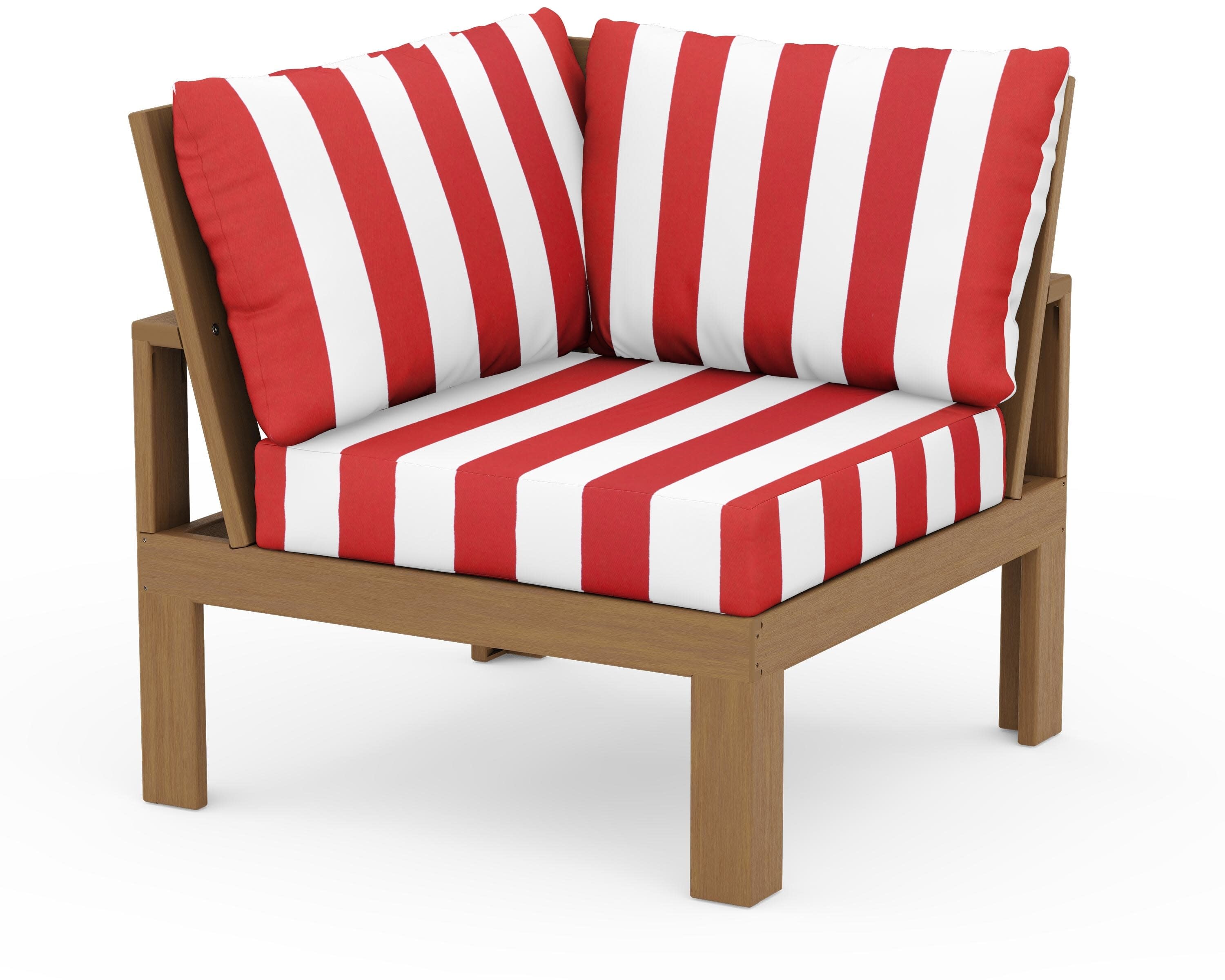 Modular Corner Chair in Natural / Cabana Stripe Crimson