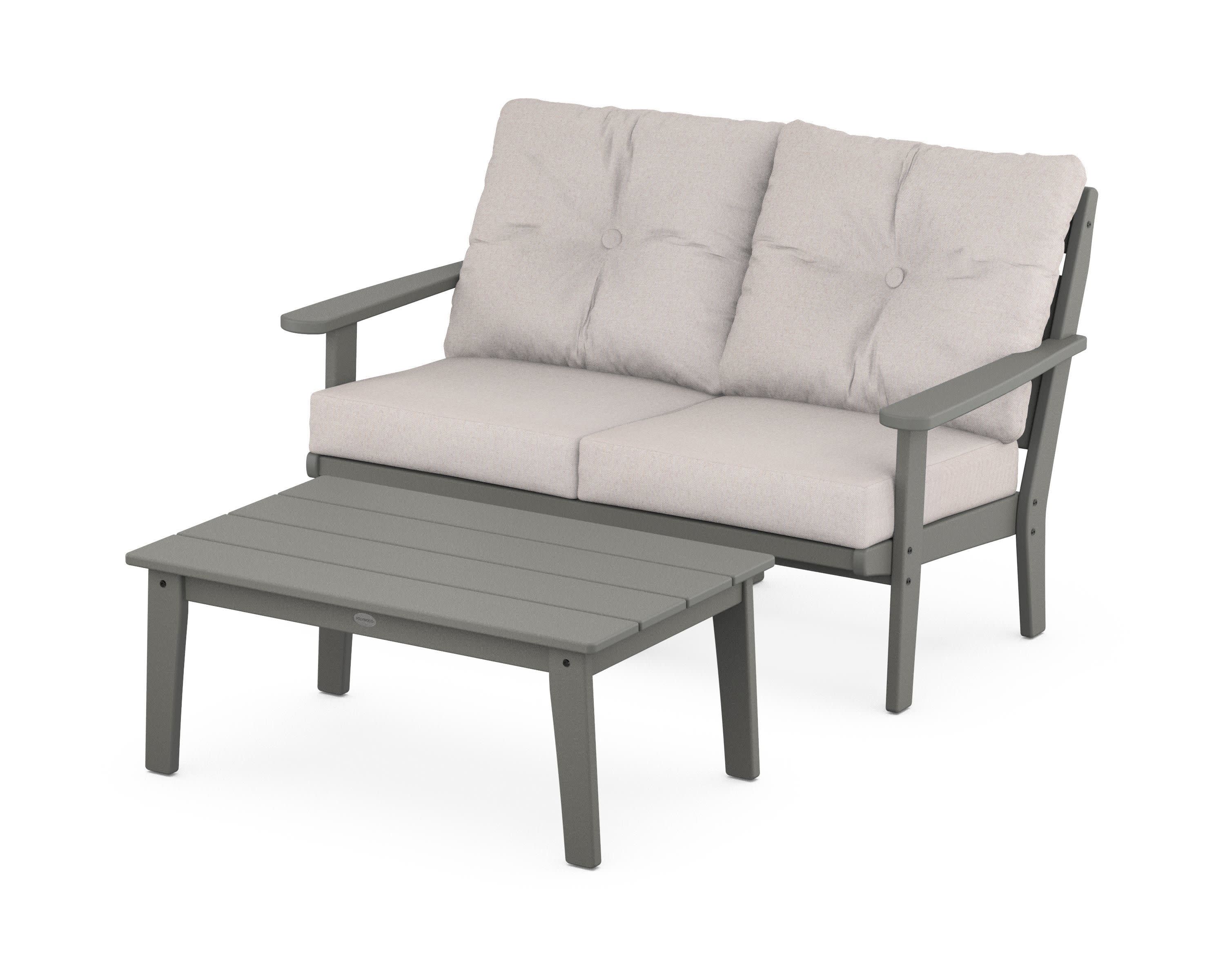 Lakeside 2-Piece Lounge Loveseat Set in Slate Grey / Dune Burlap