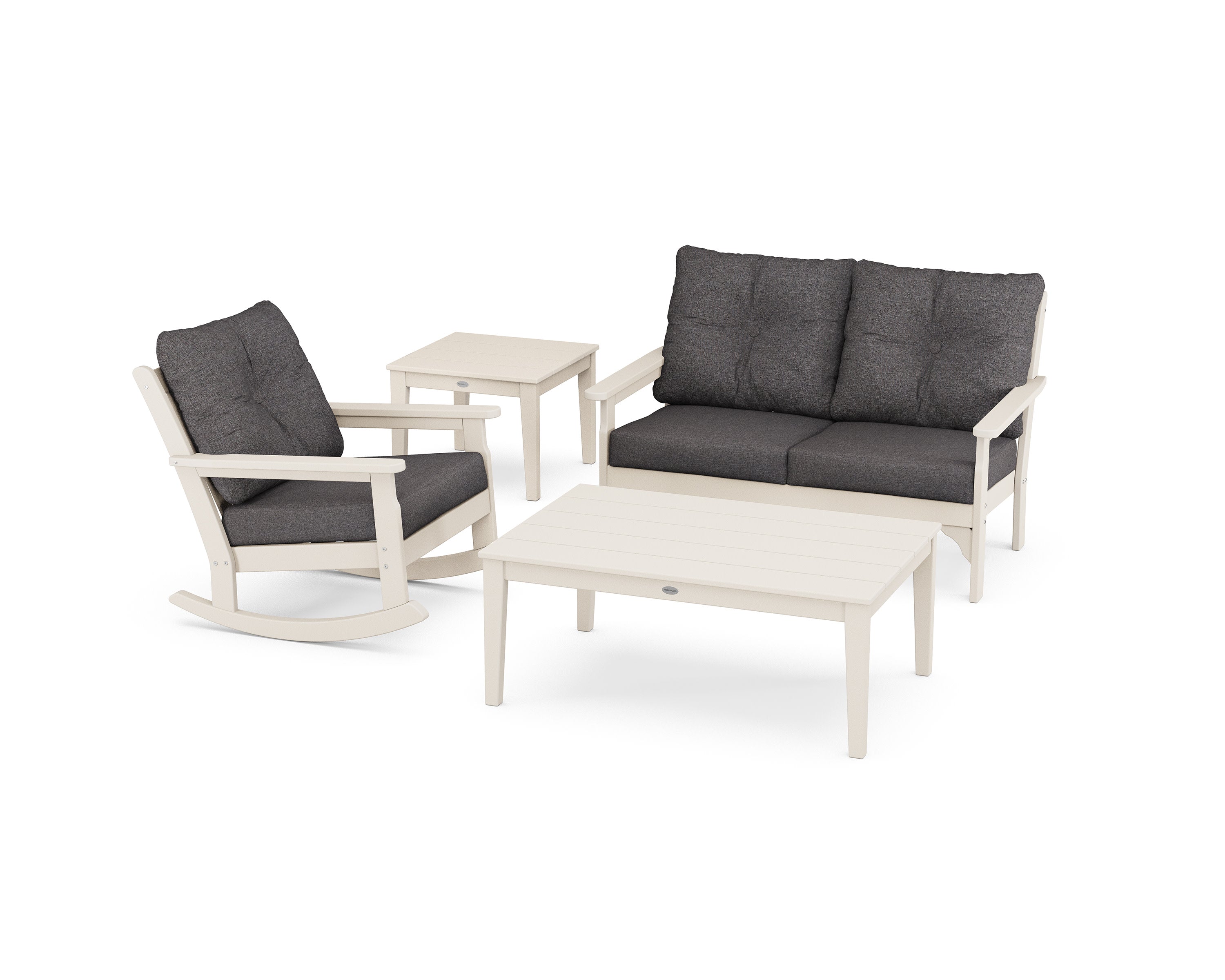 Vineyard 4-Piece Deep Seating Rocker Set in Sand / Ash Charcoal