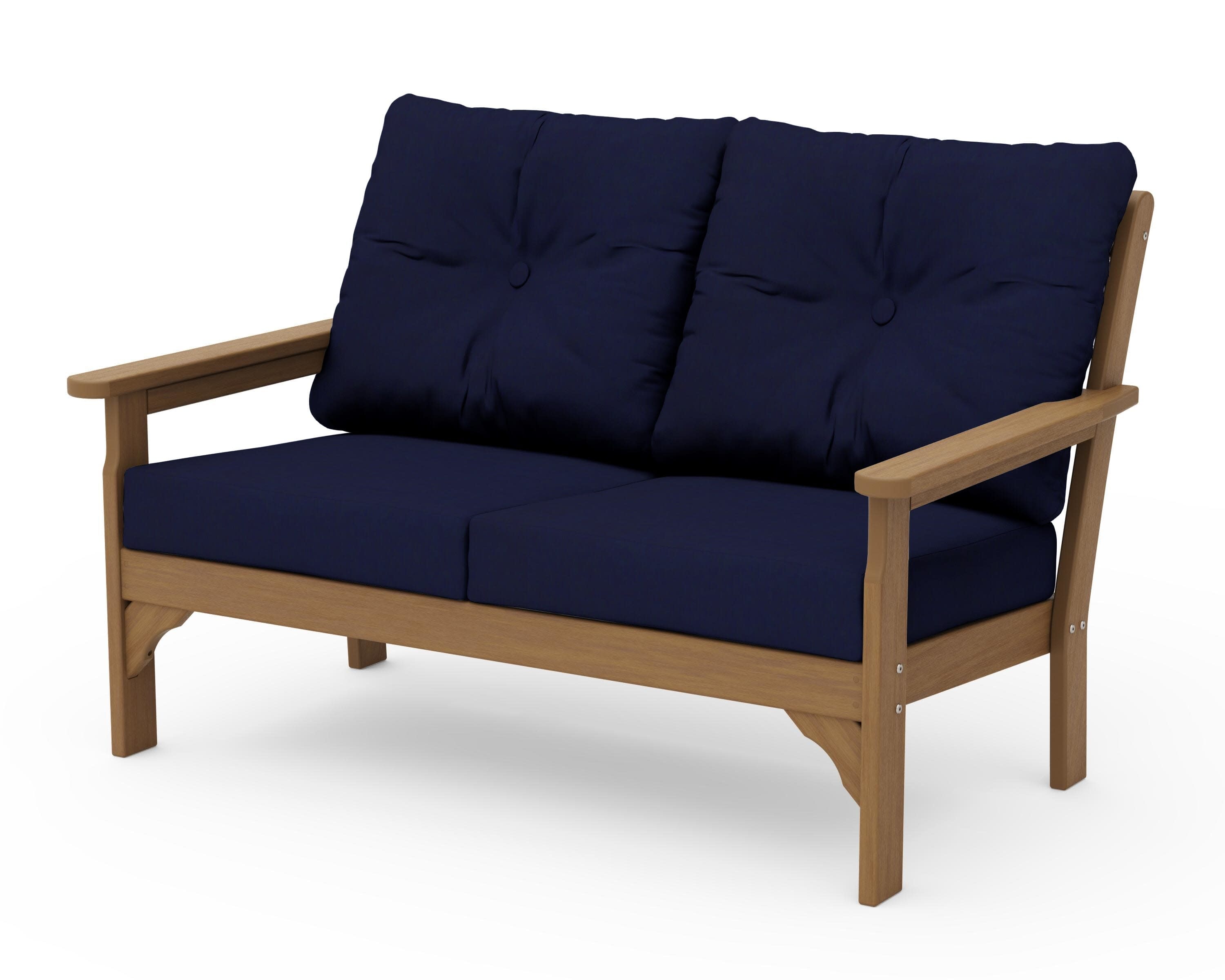 Vineyard Deep Seating Loveseat in Natural / Navy