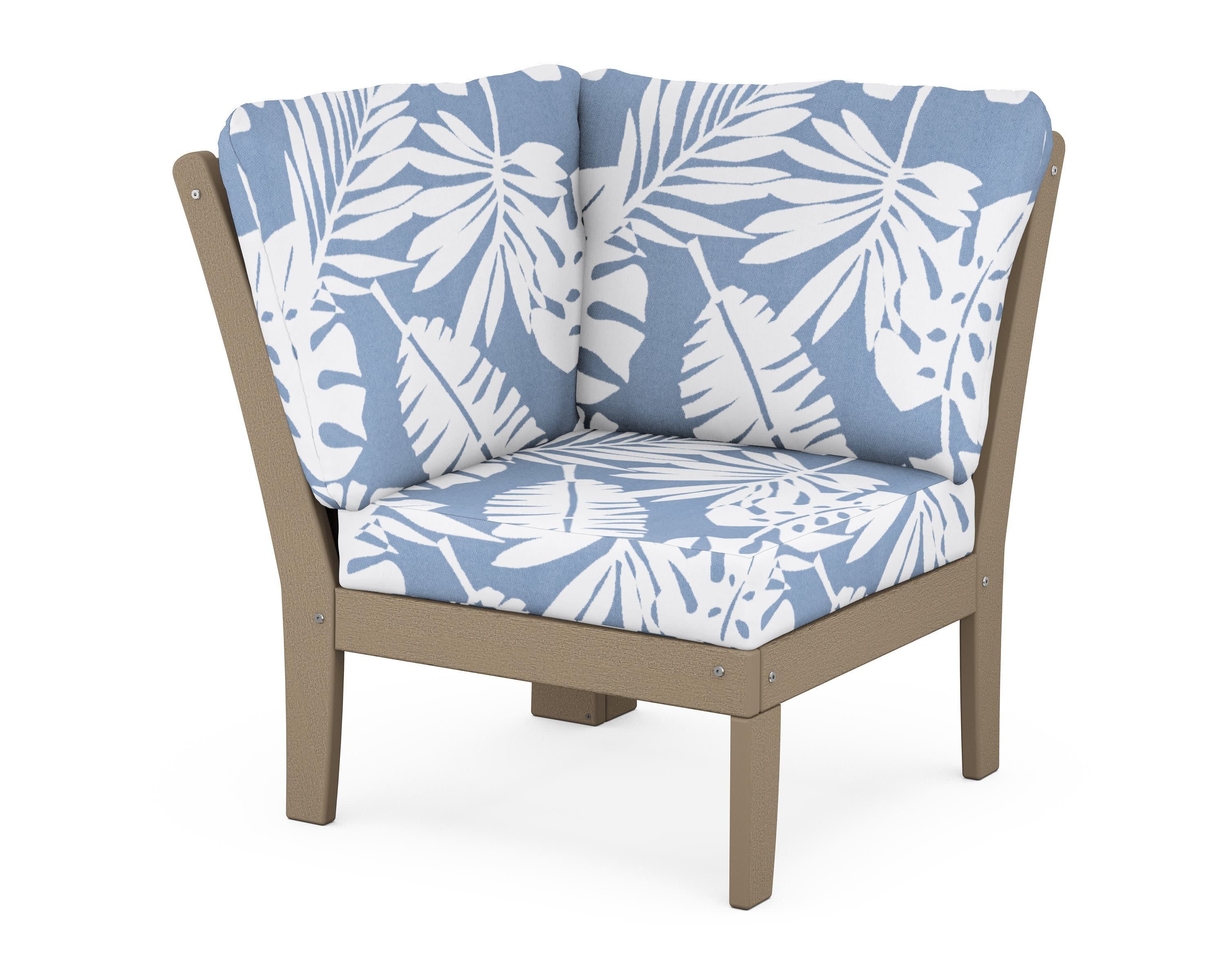 Braxton Modular Corner Chair in Vintage Sahara / Leaf Sky Blue