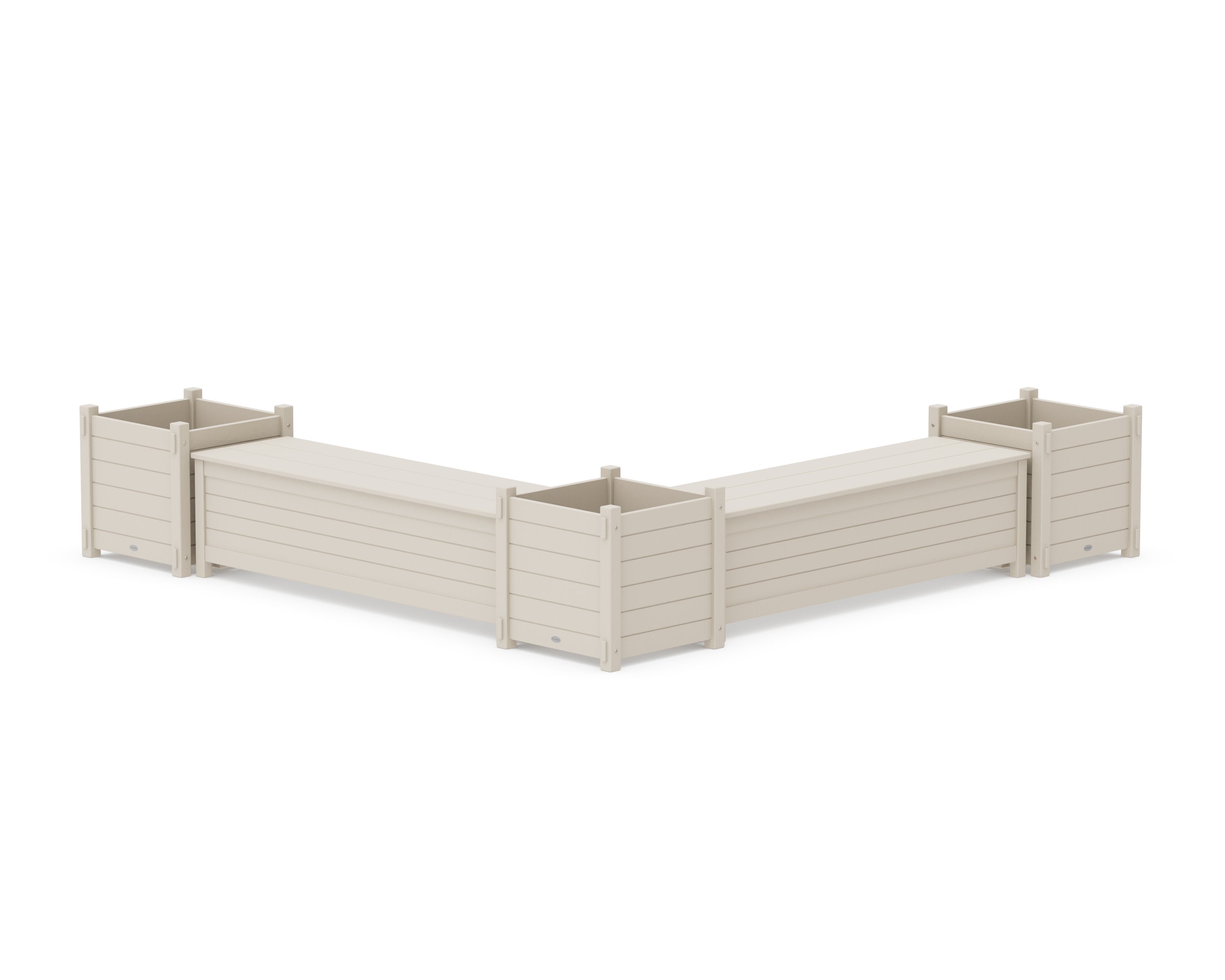 60" Nautical L- Shaped Planter Storage Bench Corner Set- Large in Sand