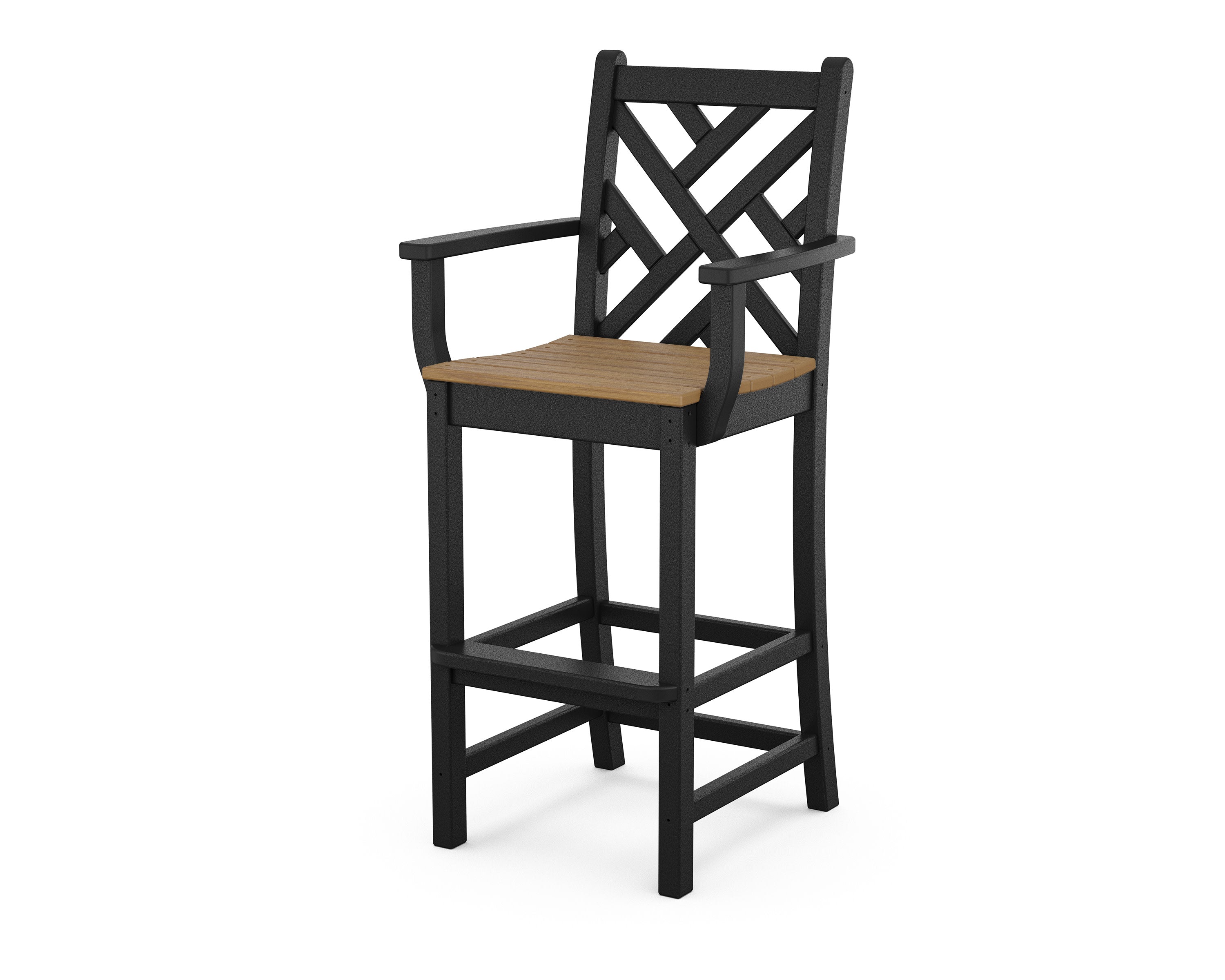 Chippendale Bar Arm Chair in Black / Natural
