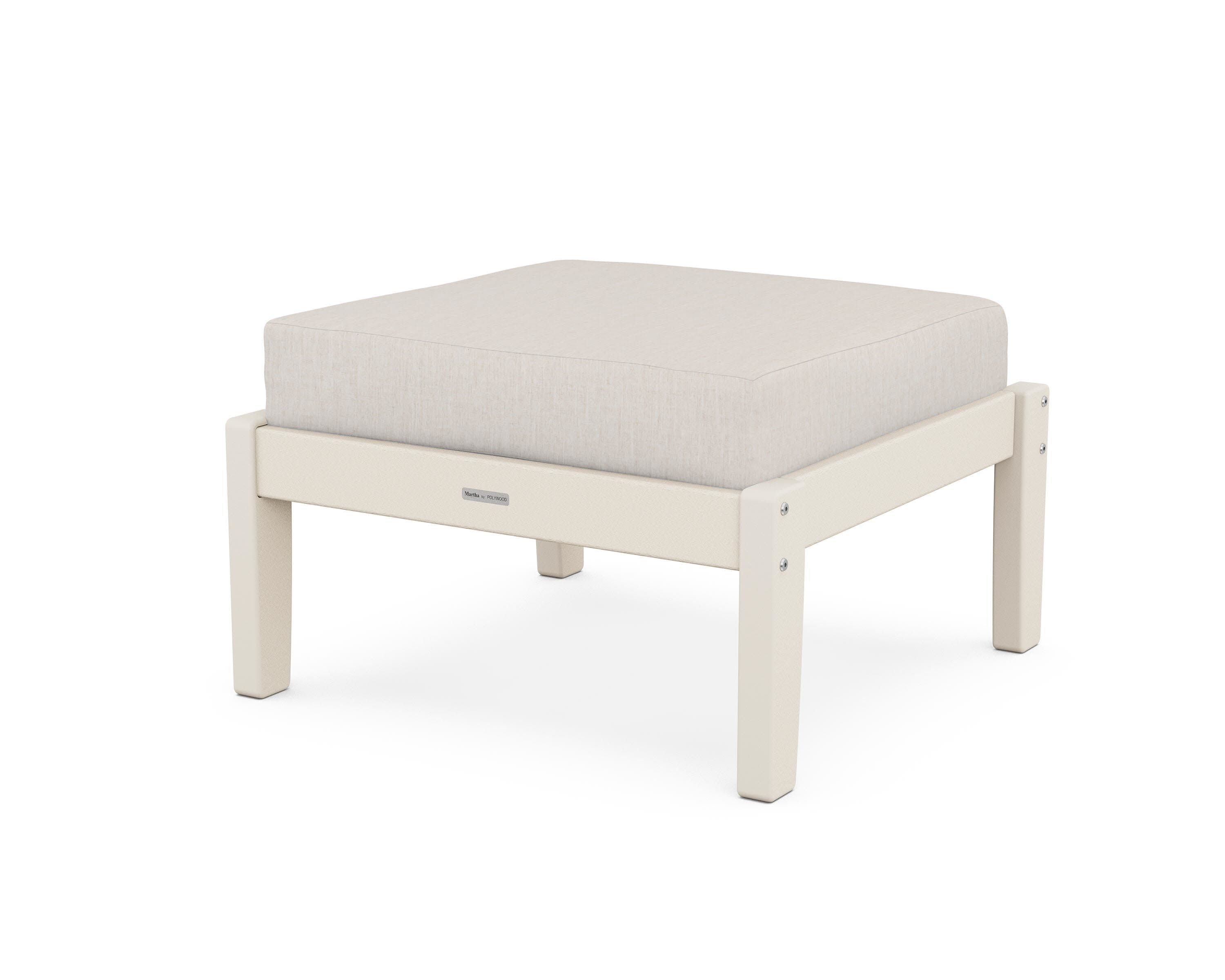 Chinoiserie Deep Seating Ottoman in Sand / Cast Ash