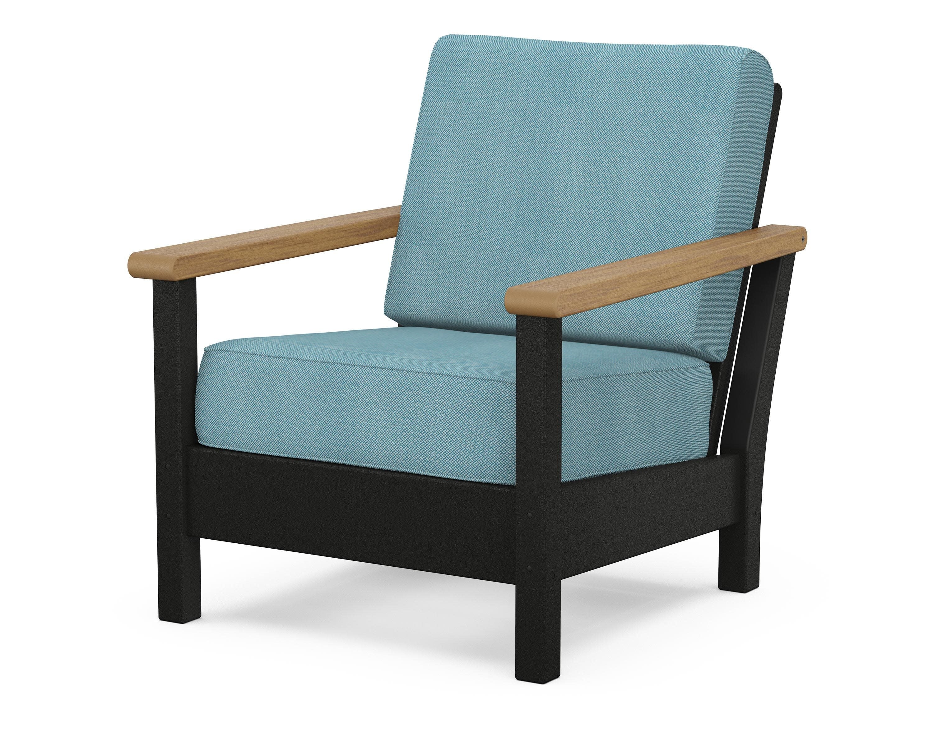 Harbour Deep Seating Chair in Black / Natural / Lattice Sky Blue